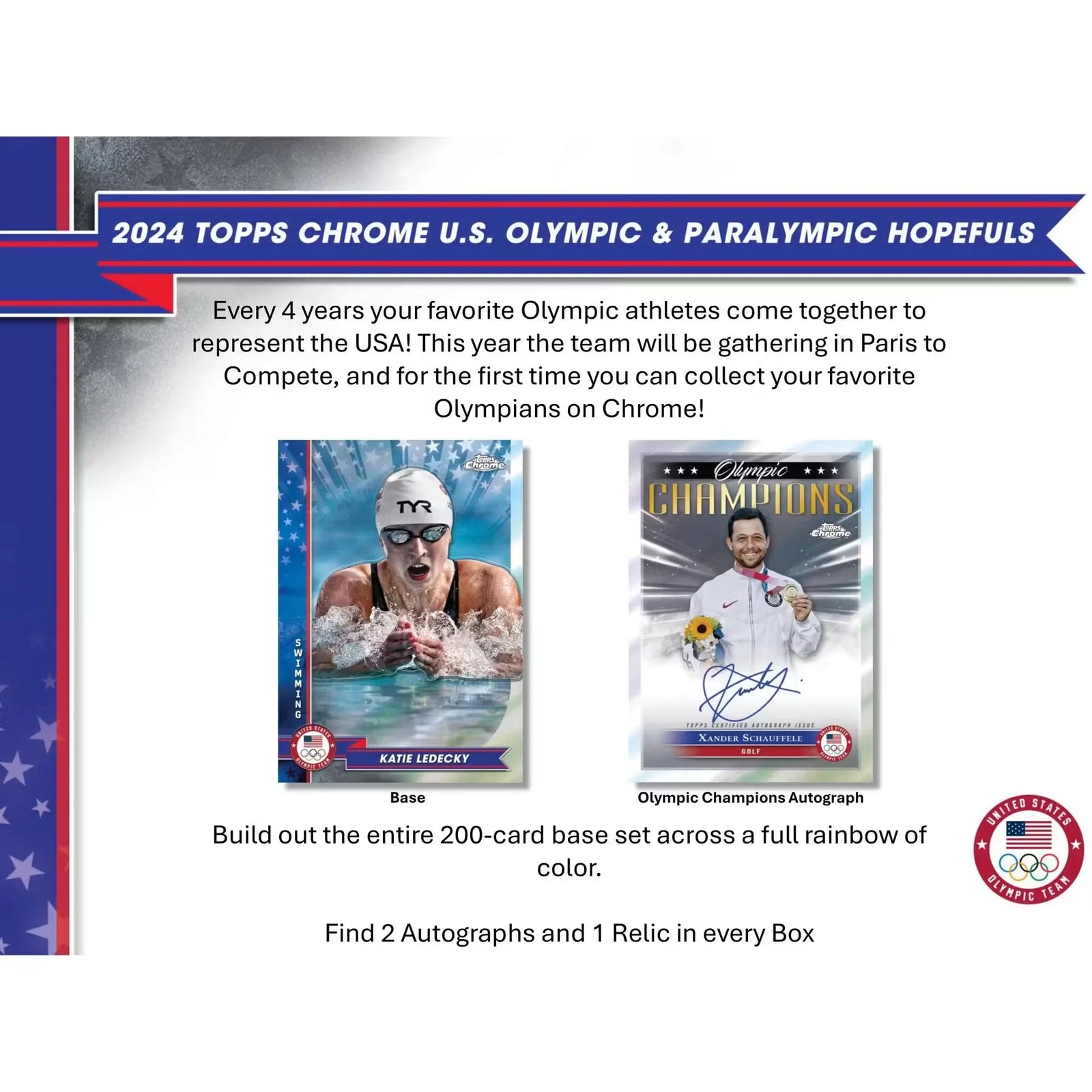 2024 Topps Chrome U.S. Olympic & Paralympic Hopefuls Hobby Box (Ships Sealed Only) - D