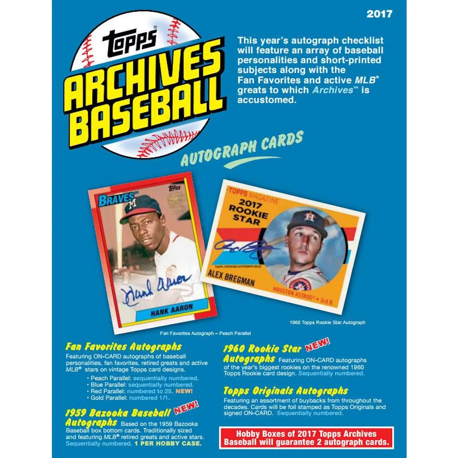 2017 Topps Archives Baseball Hobby Box | Two Autographs (Ships Sealed Only)