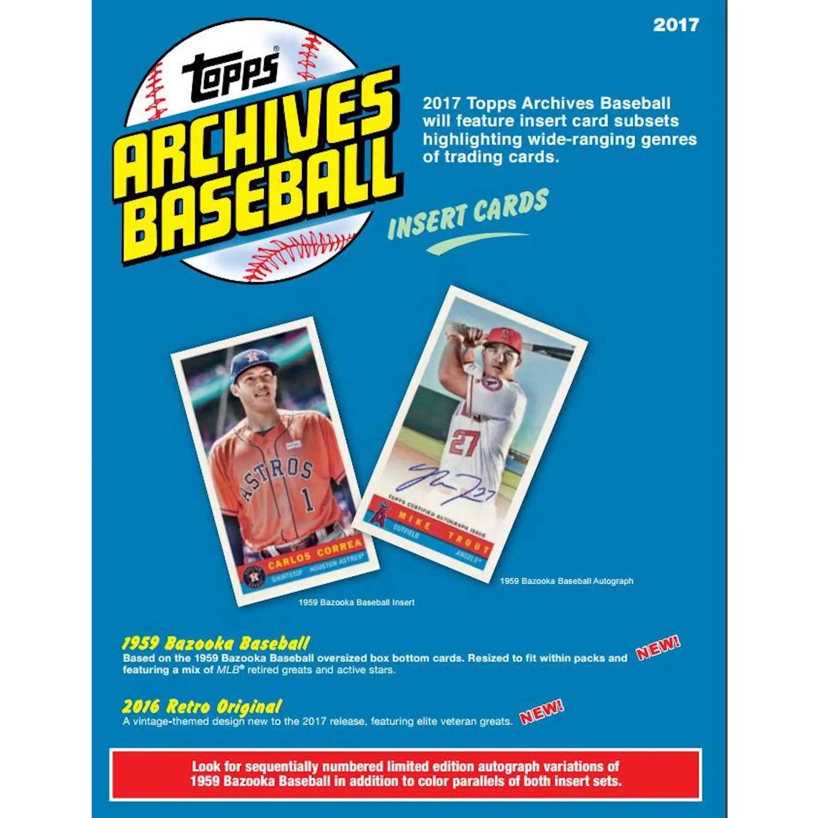 2017 Topps Archives Baseball Hobby Box | Two Autographs (Ships Sealed Only)
