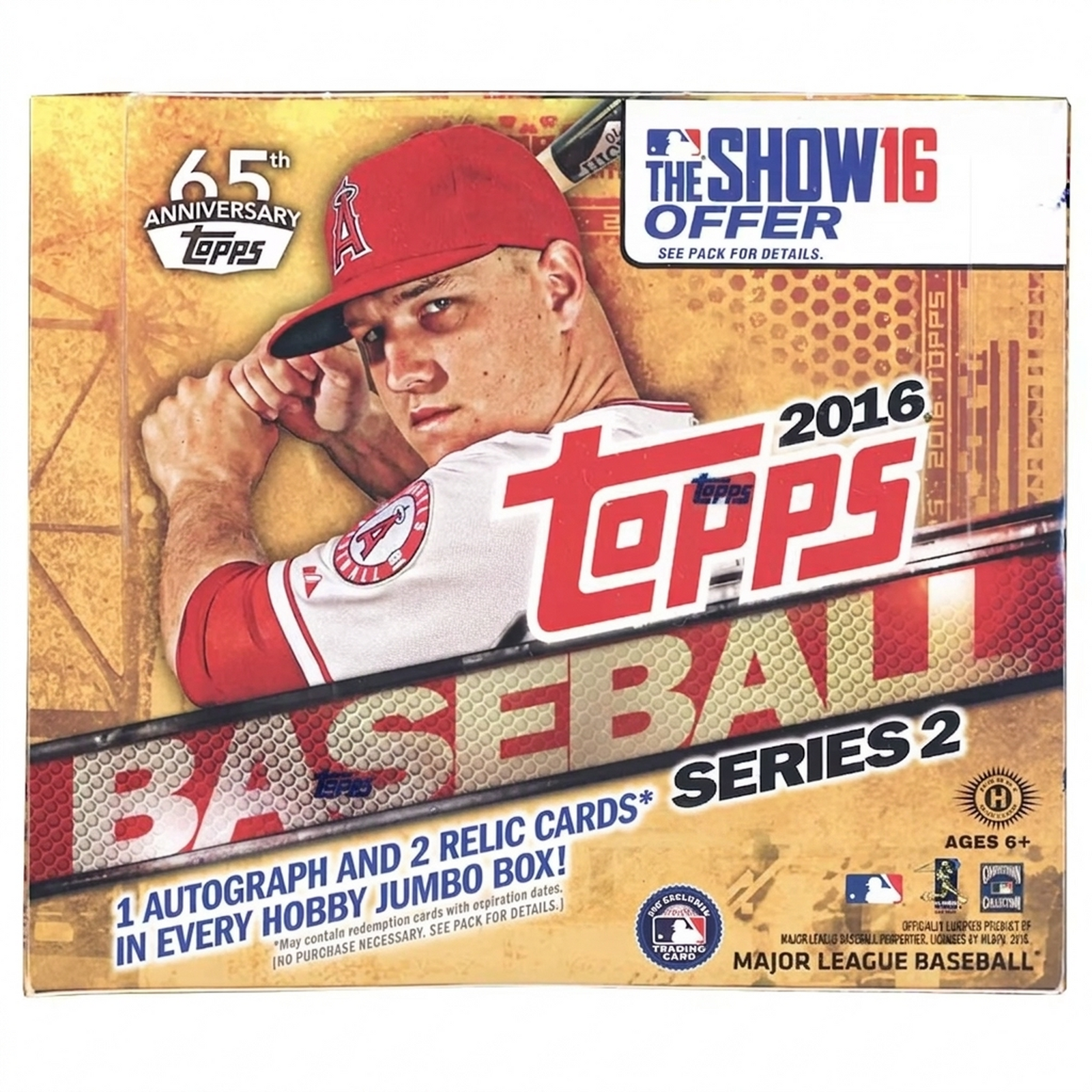 2016 Topps Series 2 Baseball Hobby Jumbo Box | 10 Packs, Autograph & Relics (Ships Sealed Only)
