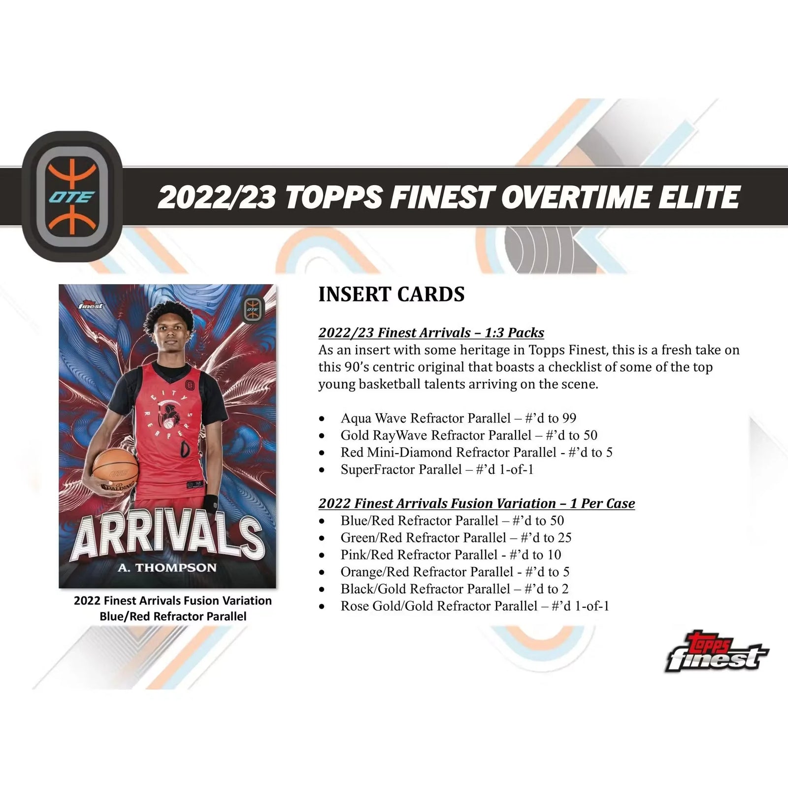 2022-23 Topps Finest Overtime Elite Basketball Hobby Box (Ships Sealed Only) - D