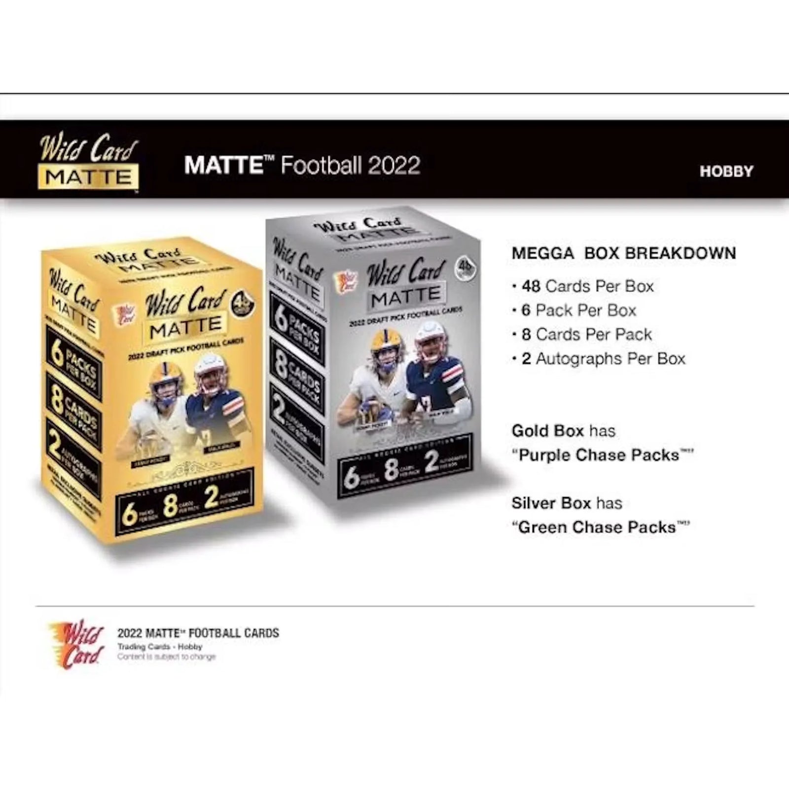 2022 Wild Card Matte Draft Picks Football Mega Box | Gold Box (Ships Sealed Only)