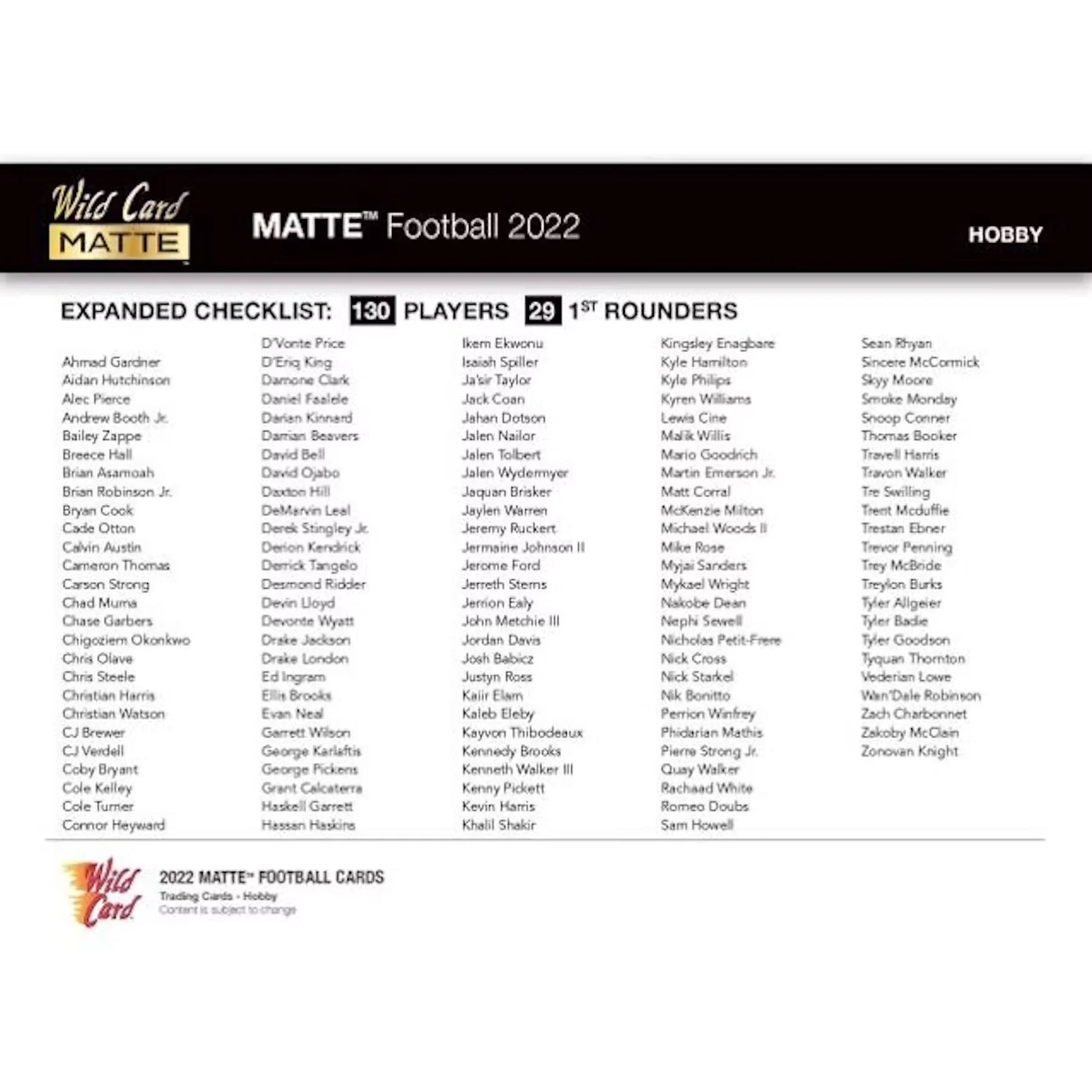 2022 Wild Card Matte Draft Picks Football Mega Box | Gold Box (Ships Sealed Only)