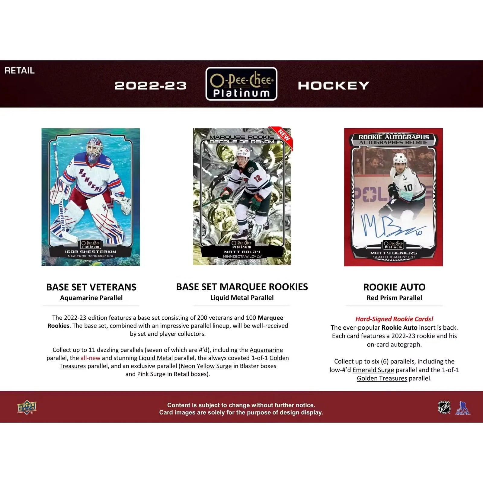 2022-23 Upper Deck O-Pee-Chee Platinum Hockey 6-Pack Blaster Box (Ships Sealed Only)