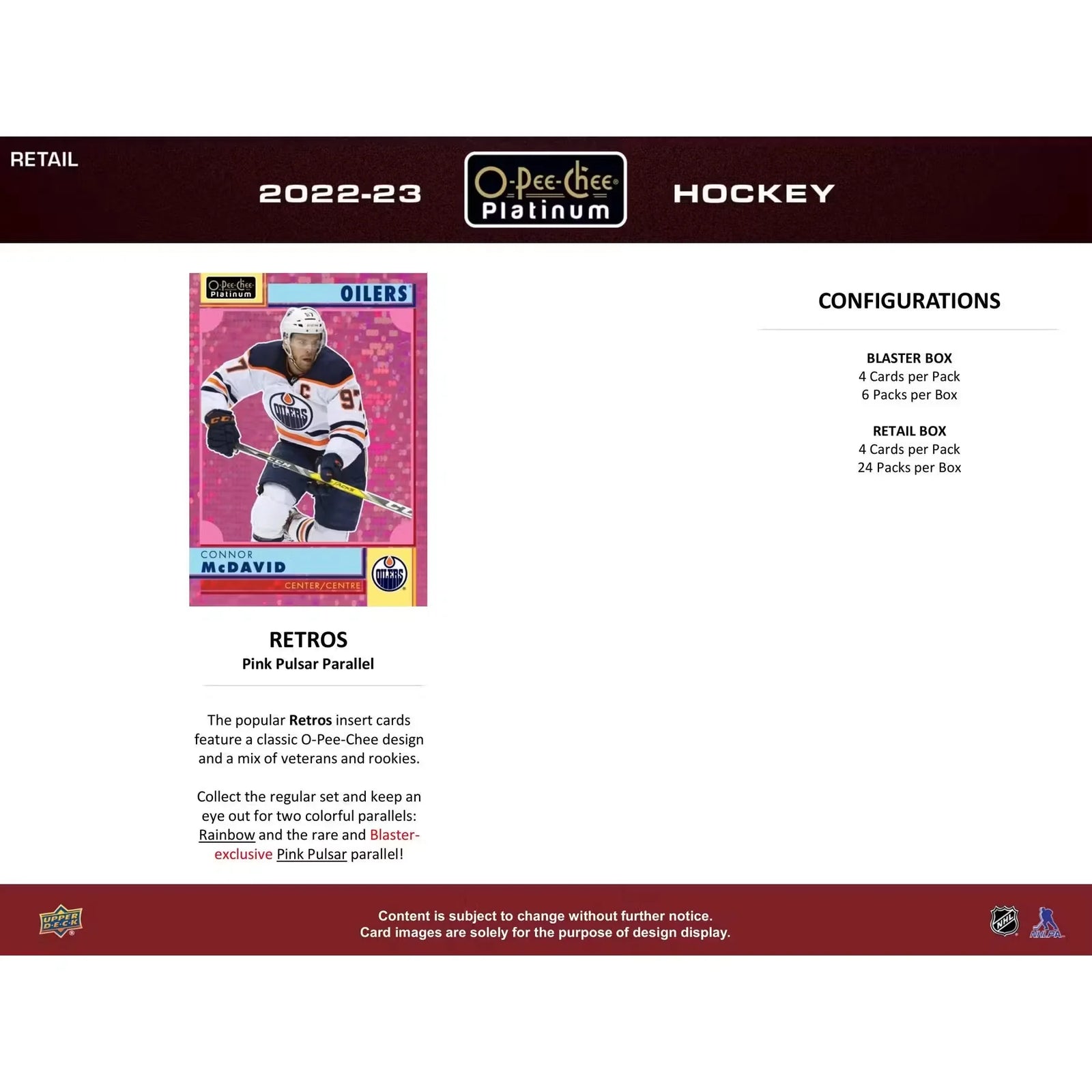 2022-23 Upper Deck O-Pee-Chee Platinum Hockey 6-Pack Blaster Box (Ships Sealed Only)