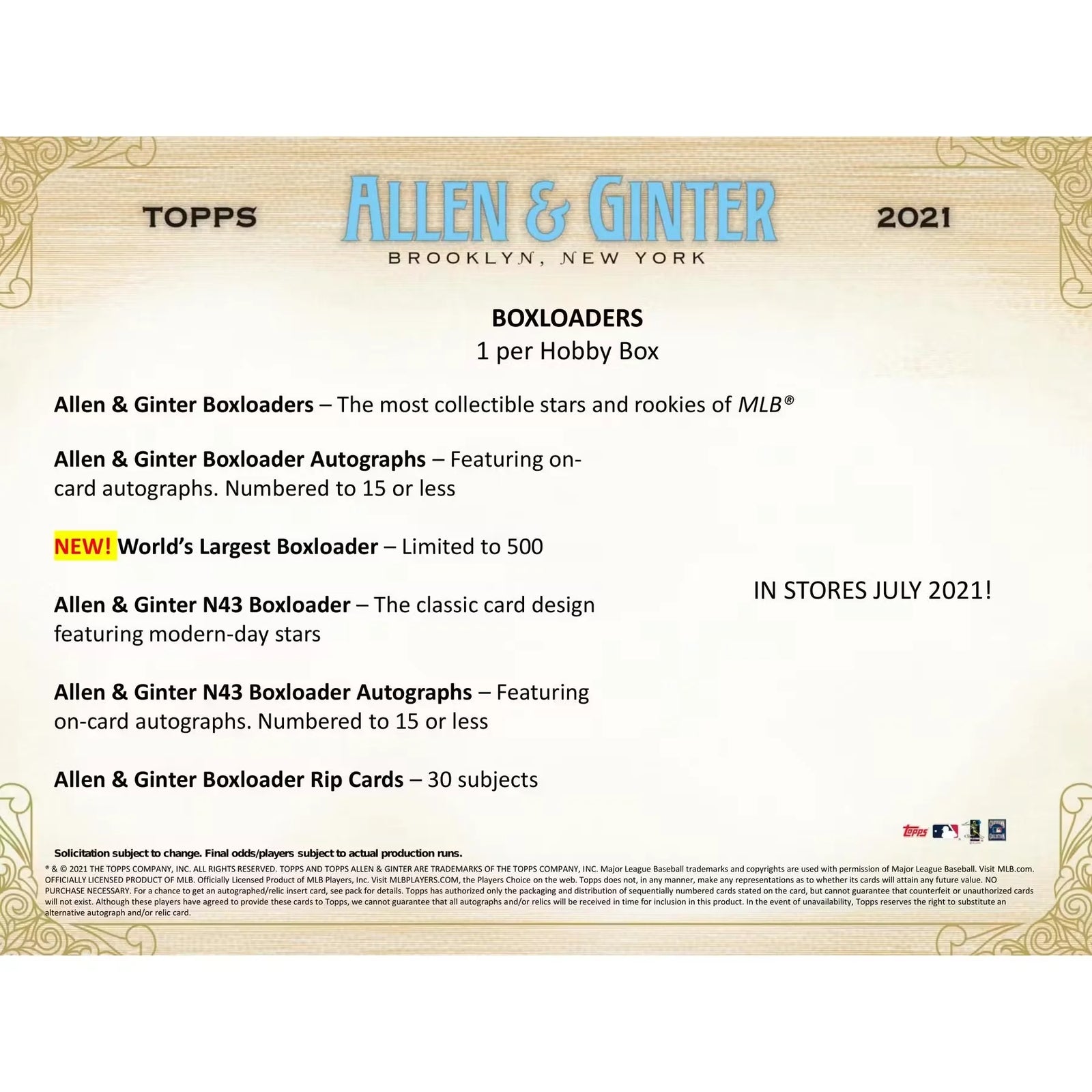 2021 Topps Allen & Ginter Baseball Hobby Box (Ships Sealed Only) - D