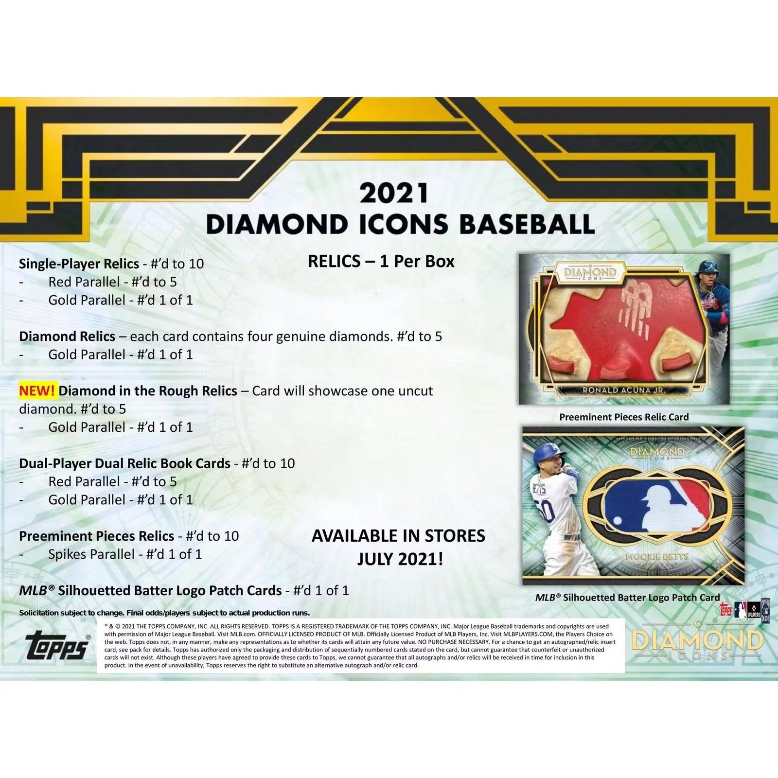 2021 Topps Diamond Icons Baseball Hobby 4-Box Case (Ships Sealed Only)