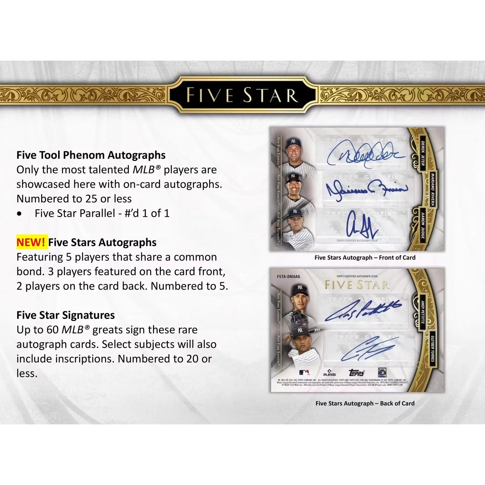 2021 Topps Five Star Baseball Hobby Box | On-Card Autographs (Ships Sealed Only)