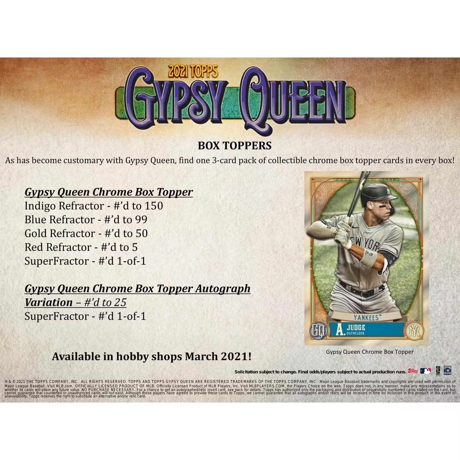 2021 Topps Gypsy Queen Baseball Hobby 10-Box Case (Ships Sealed Only) - D