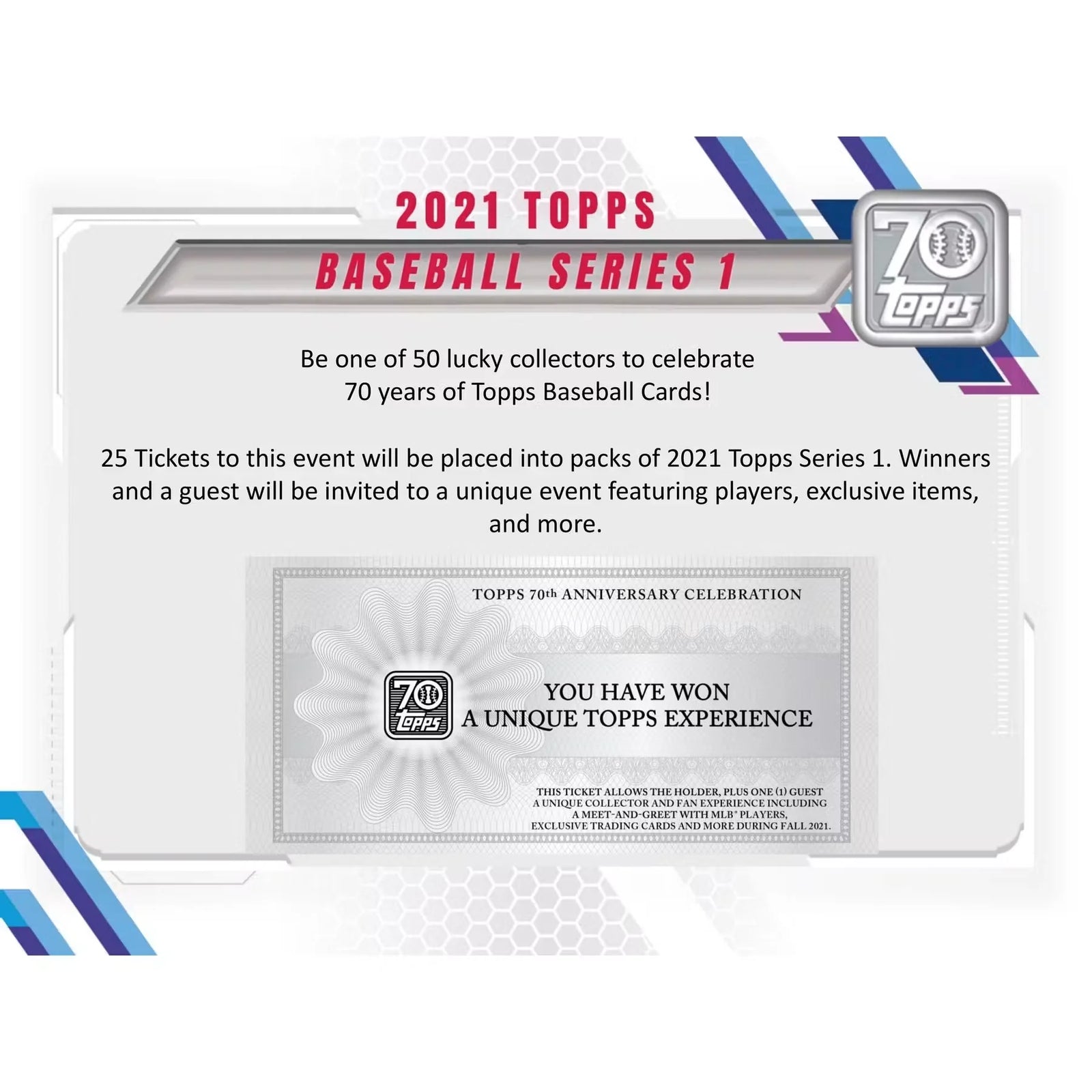 2021 Topps Series 1 Baseball Hobby 12-Box Case | 70th Anniversary (Ships Sealed Only)