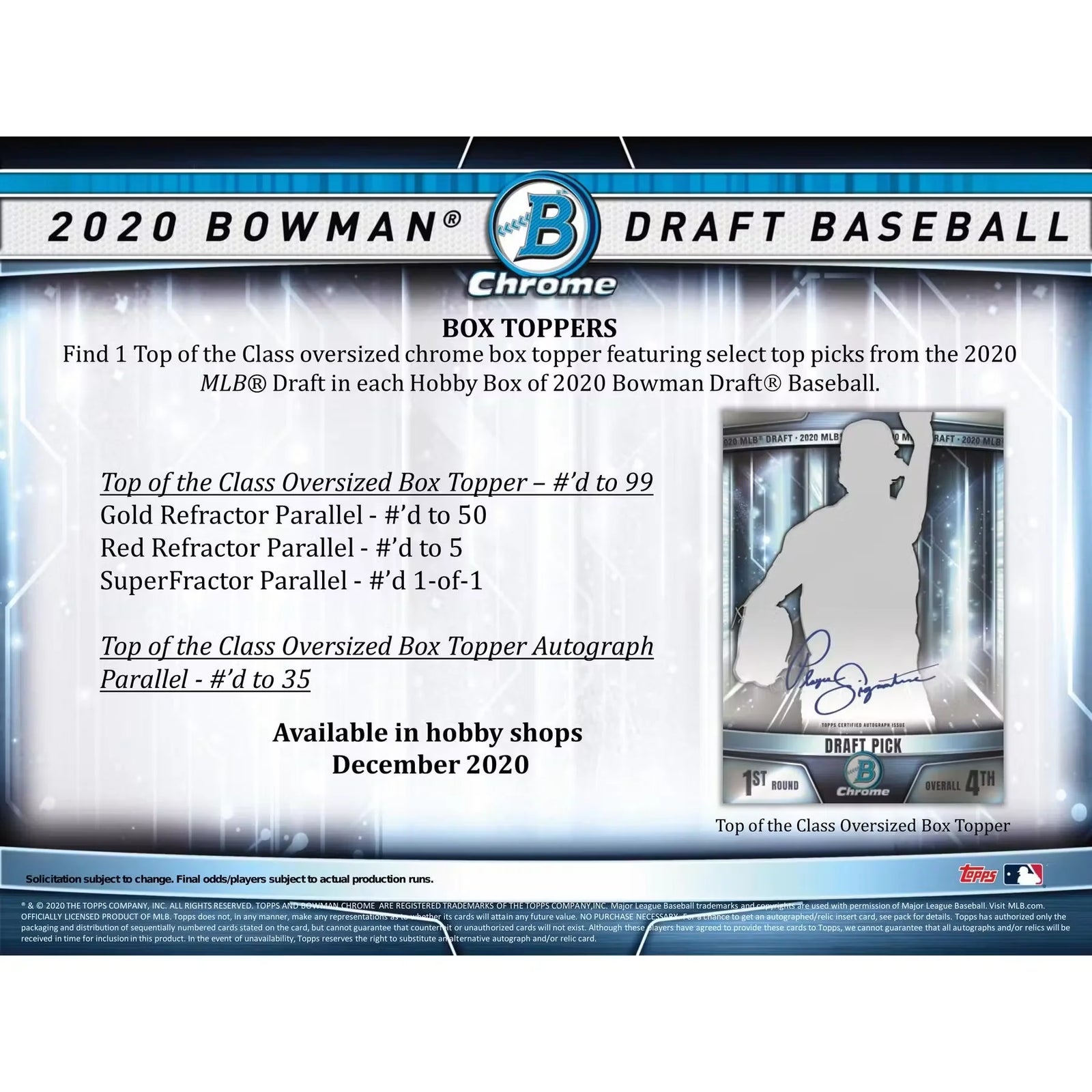 2020 Bowman Draft Baseball Hobby Jumbo 8-Box Case (Ships Sealed Only) - D