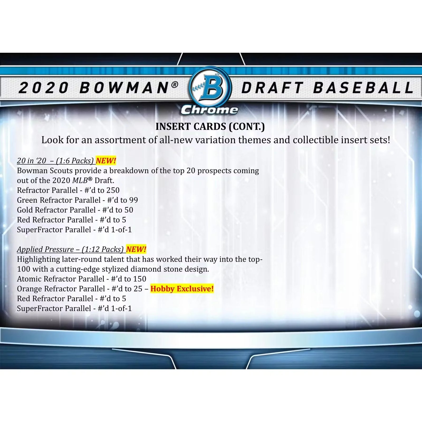 2020 Bowman Draft Baseball Hobby Jumbo 8-Box Case (Ships Sealed Only) - D