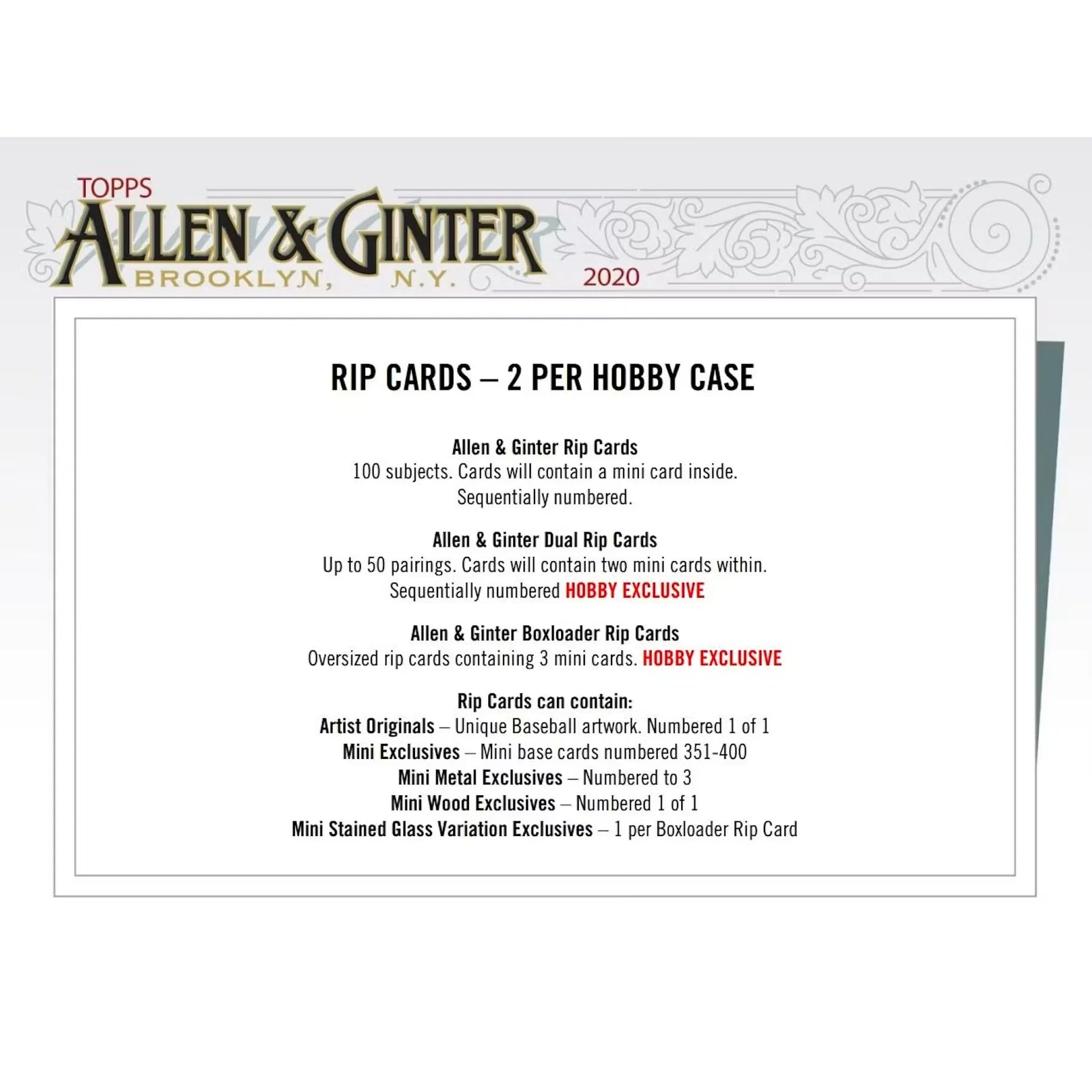 2020 Topps Allen & Ginter Baseball Hobby Box (Ships Sealed Only) - D