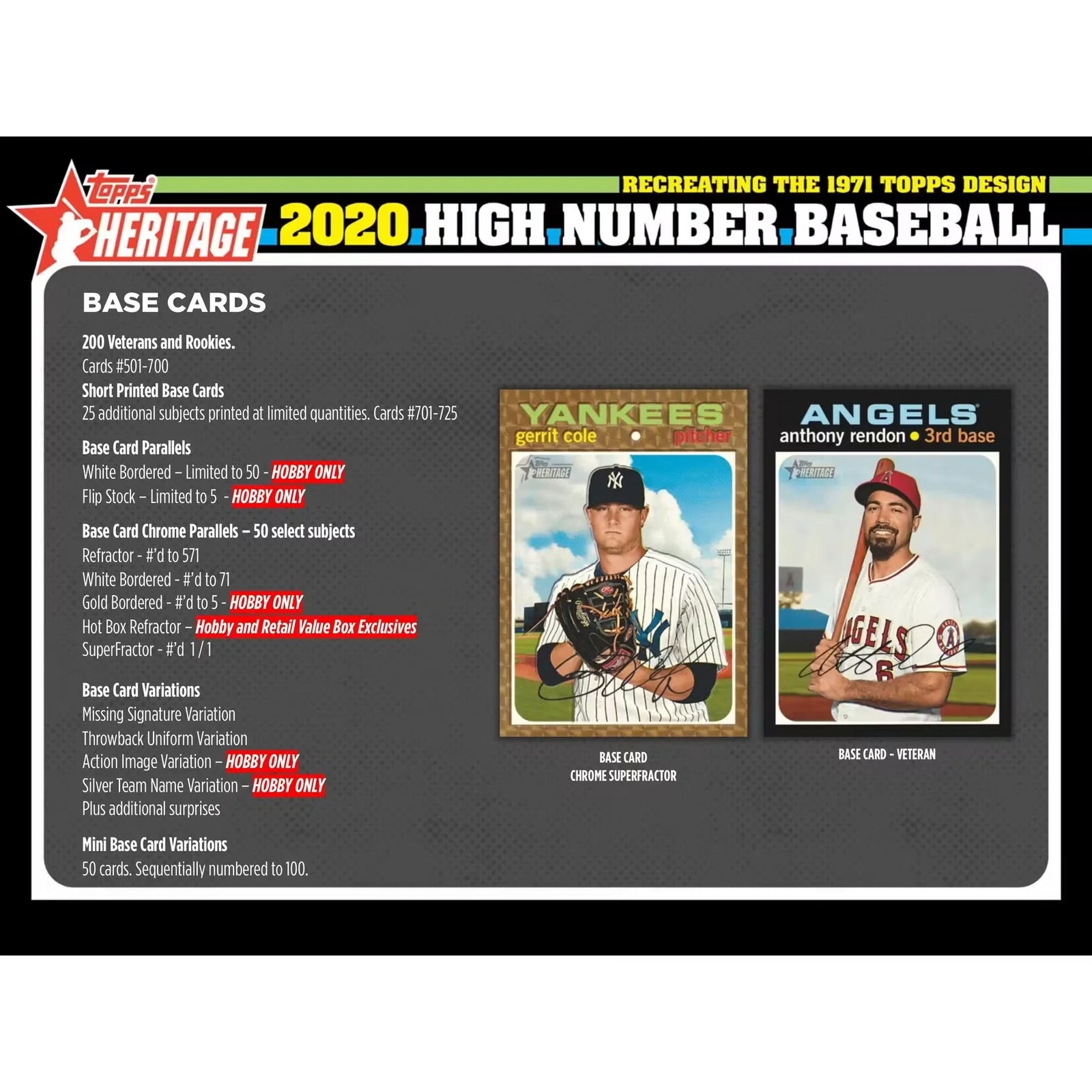 2020 Topps Heritage High Number Baseball Hobby Box (Ships Sealed Only) - D