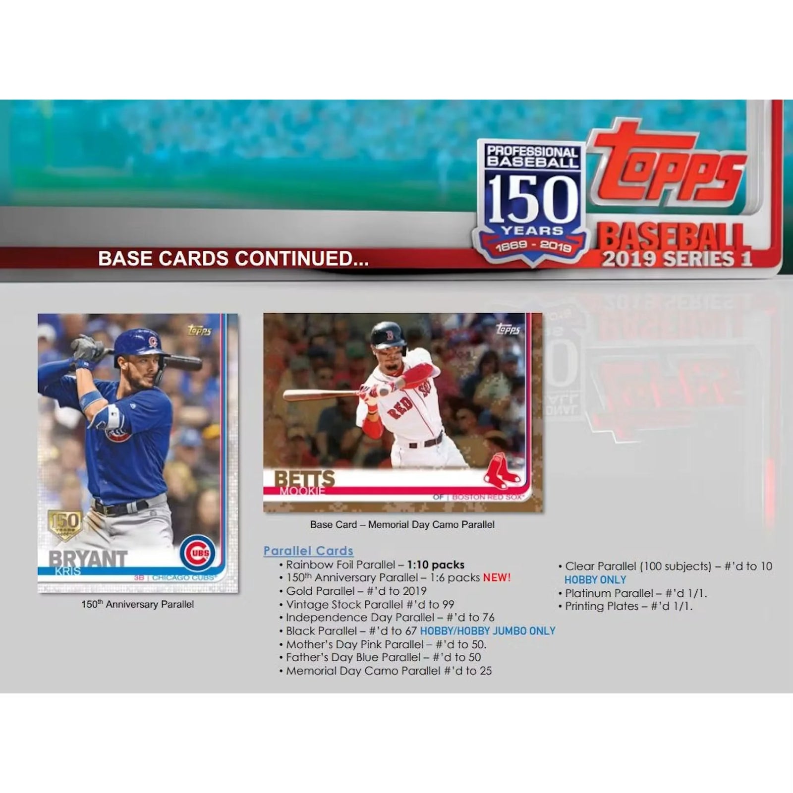 2019 Topps Series 1 Baseball Hobby 12-Box Case (Ships Sealed Only) - D