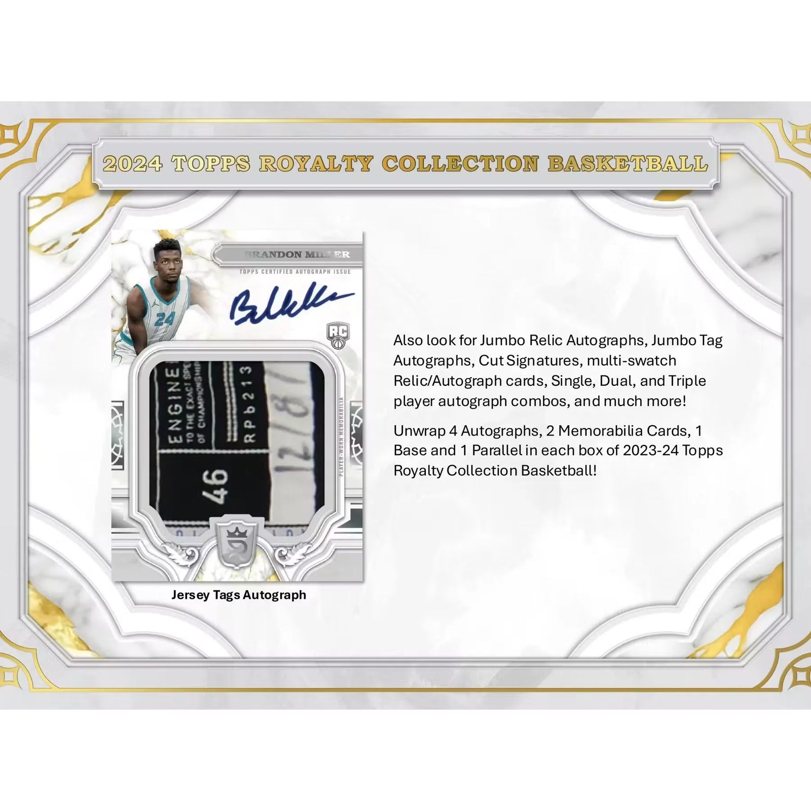 2023-24 Topps Royalty Collection Basketball Hobby Box | Premium Autographs (Ships Sealed Only)
