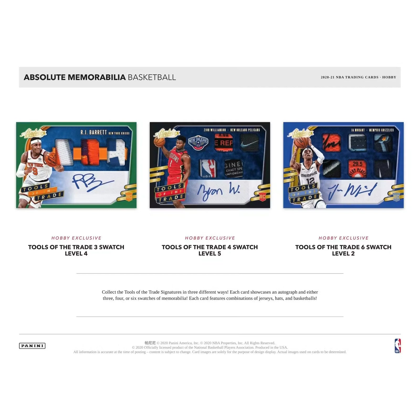 2020-21 Panini Absolute Memorabilia Basketball Hobby Box (Ships Sealed Only)