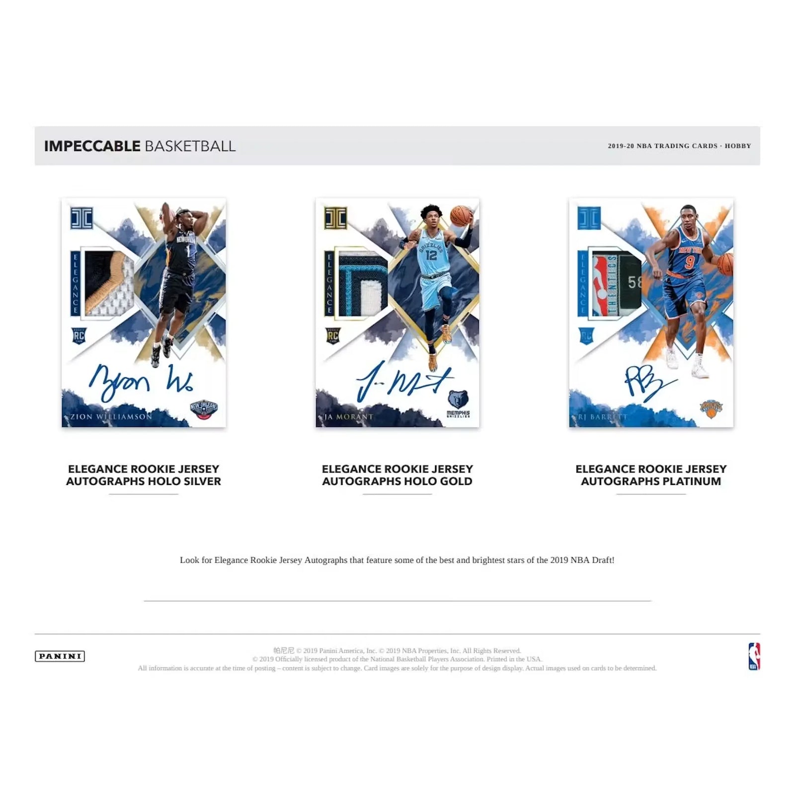 2019-20 Panini Impeccable 1st Off The Line FOTL Basketball Hobby Box (Ships Sealed Only)