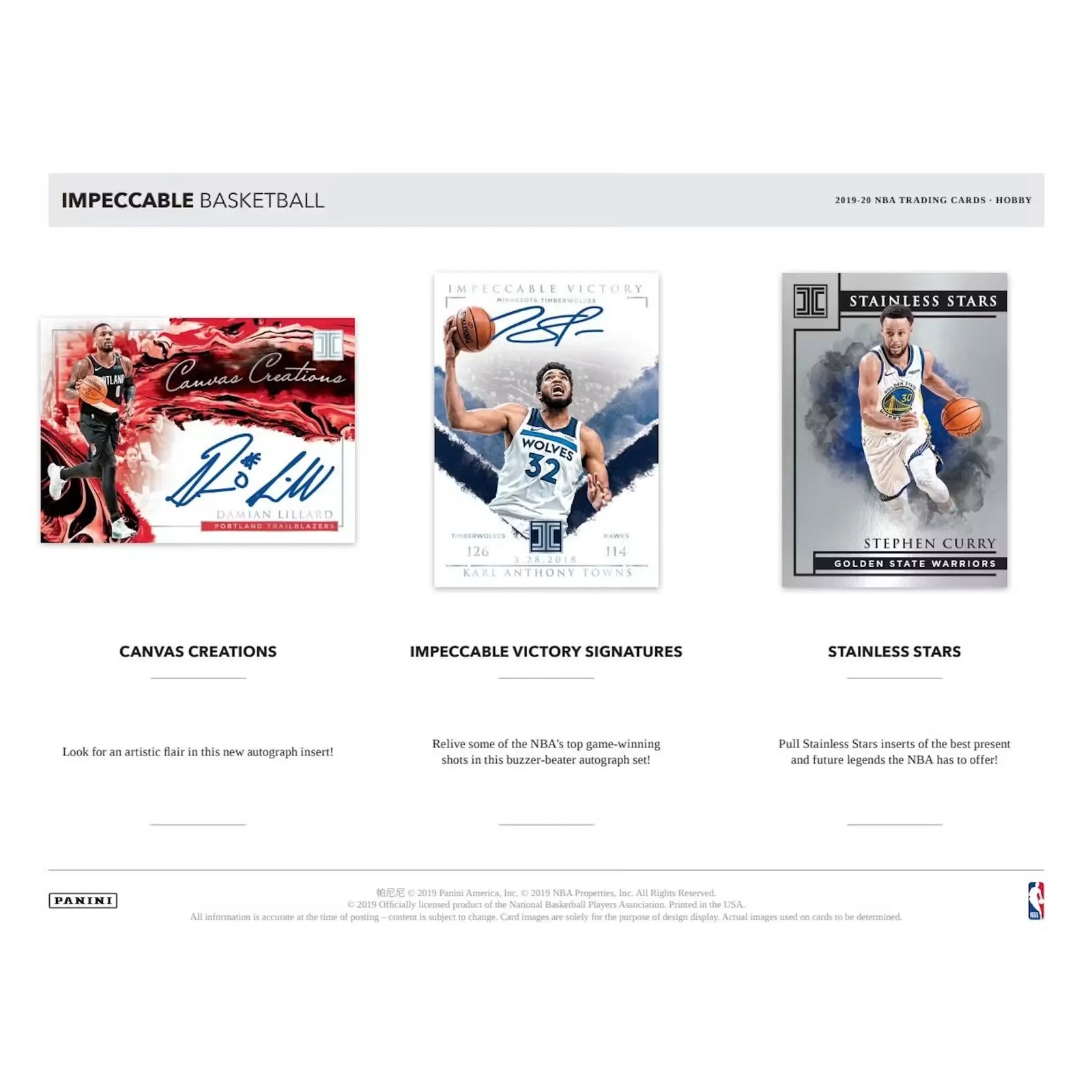 2019-20 Panini Impeccable 1st Off The Line FOTL Basketball Hobby Box (Ships Sealed Only)