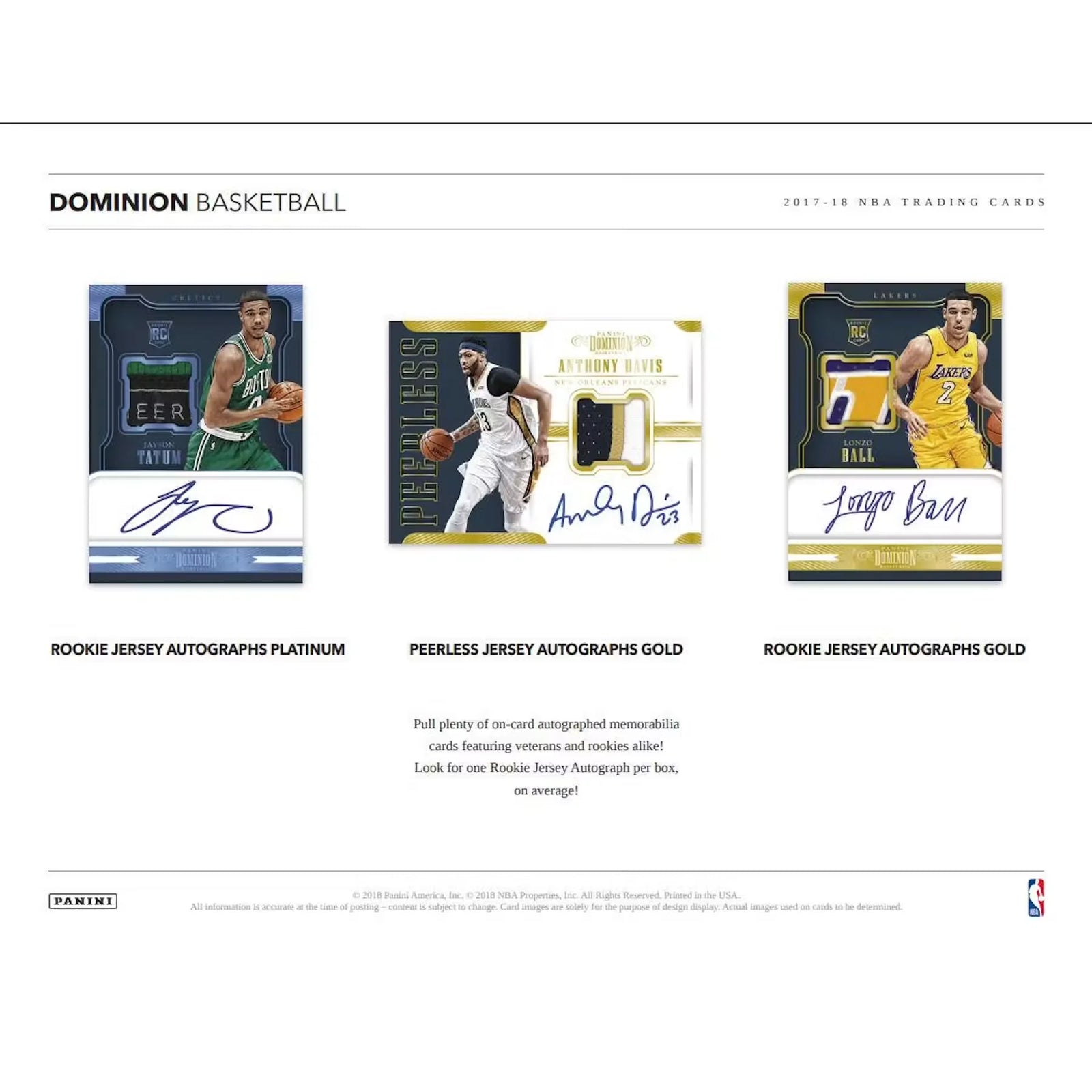 2017-18 Panini Dominion Basketball Hobby Box | Three Autos Per Box (Ships Sealed Only)