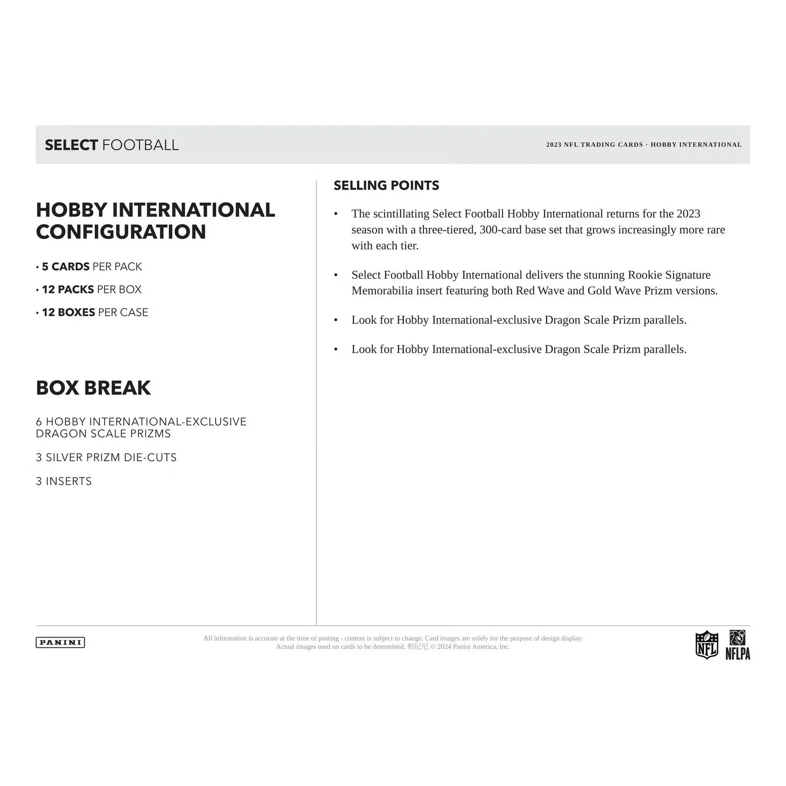 2023 Panini Select Football International Hobby Box (Ships Sealed Only)