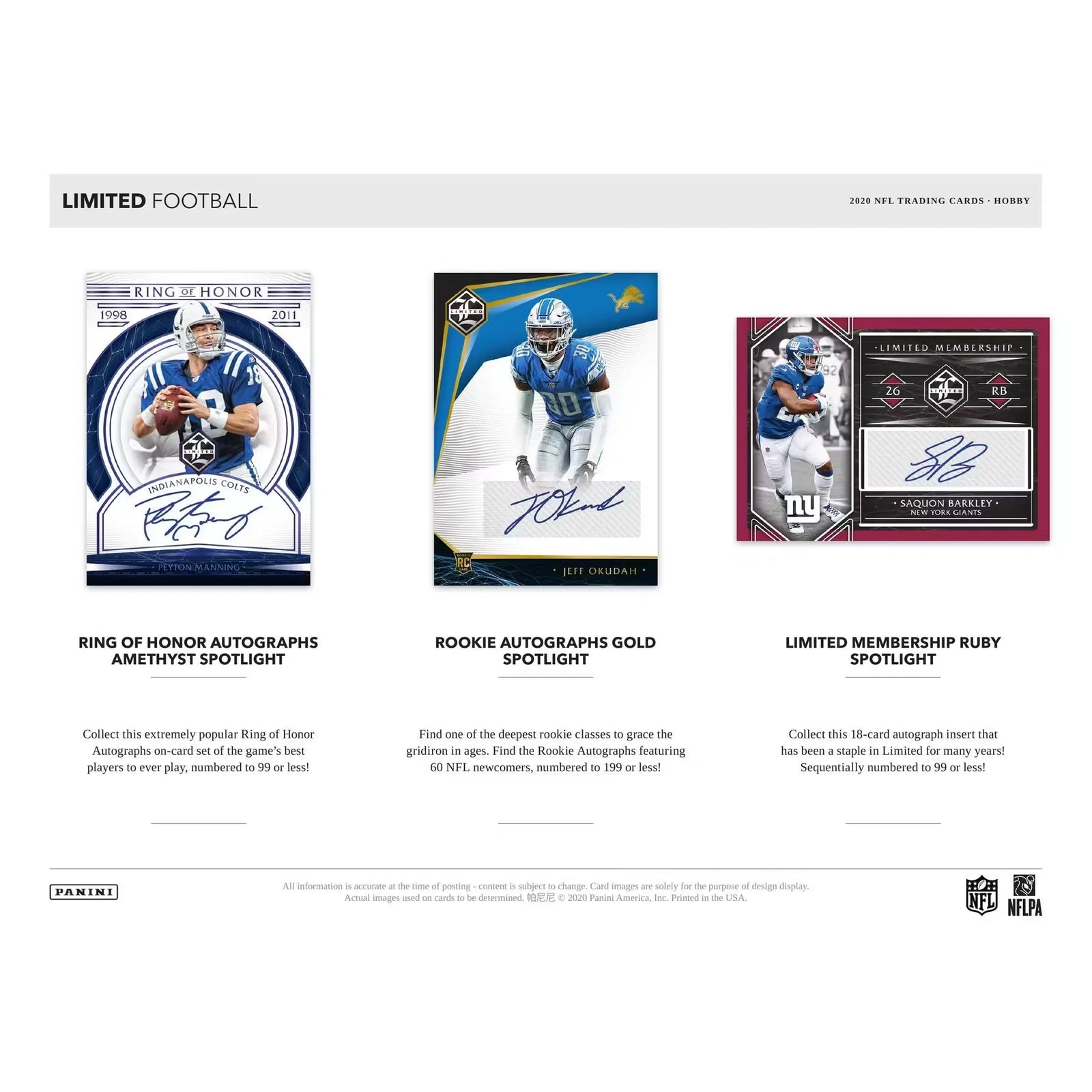 2020 Panini Limited Football Hobby 14-Box Case (Ships Sealed Only) - D