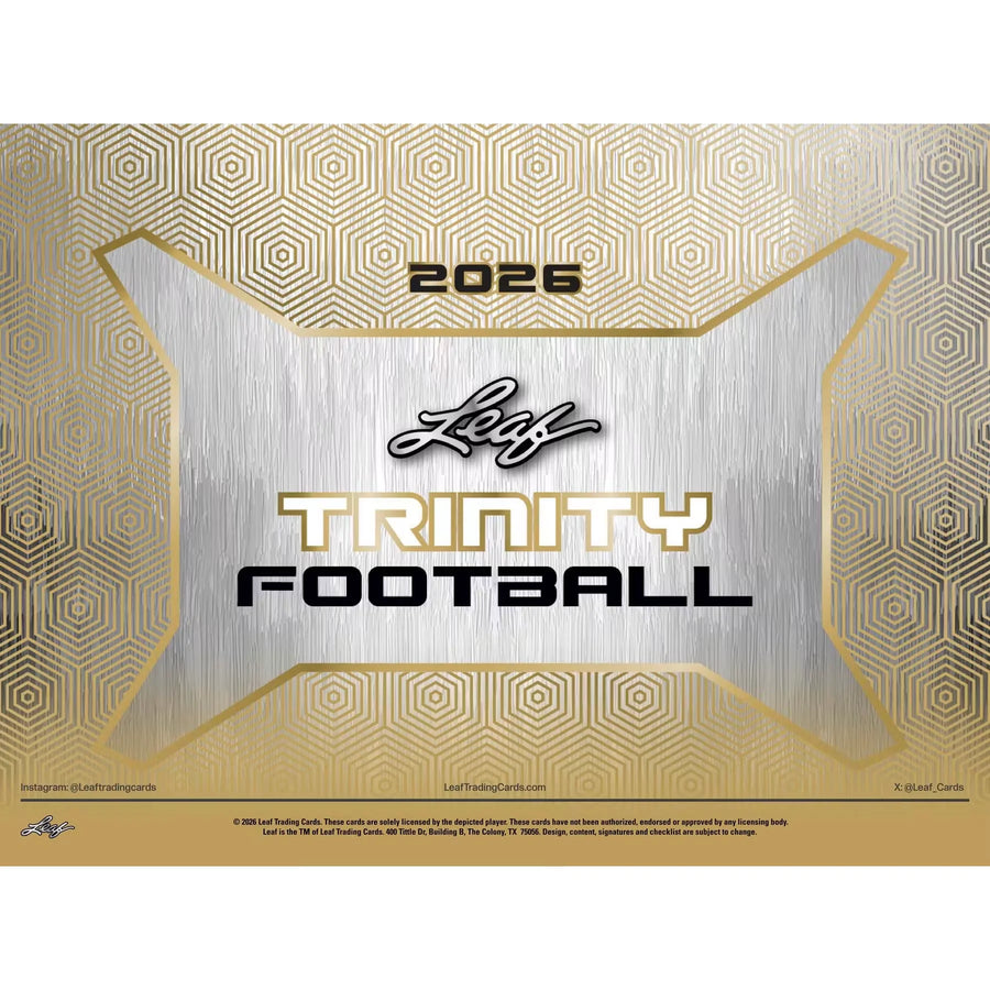 2026 Leaf Trinity Football Hobby Jumbo Box | 11 Autographs Per Box (Ships Sealed Only)