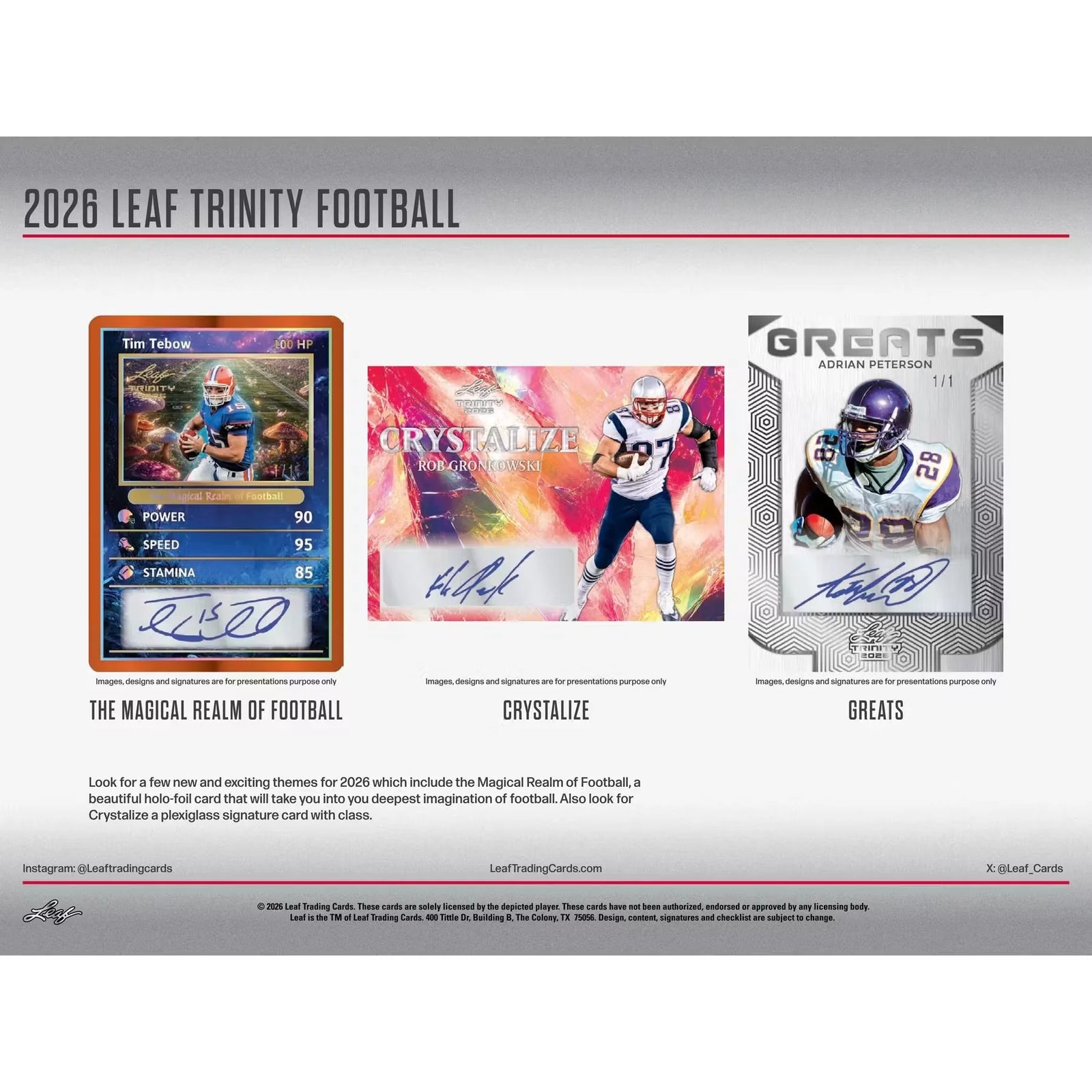 2026 Leaf Trinity Football Hobby Jumbo Box | 11 Autographs Per Box (Ships Sealed Only)