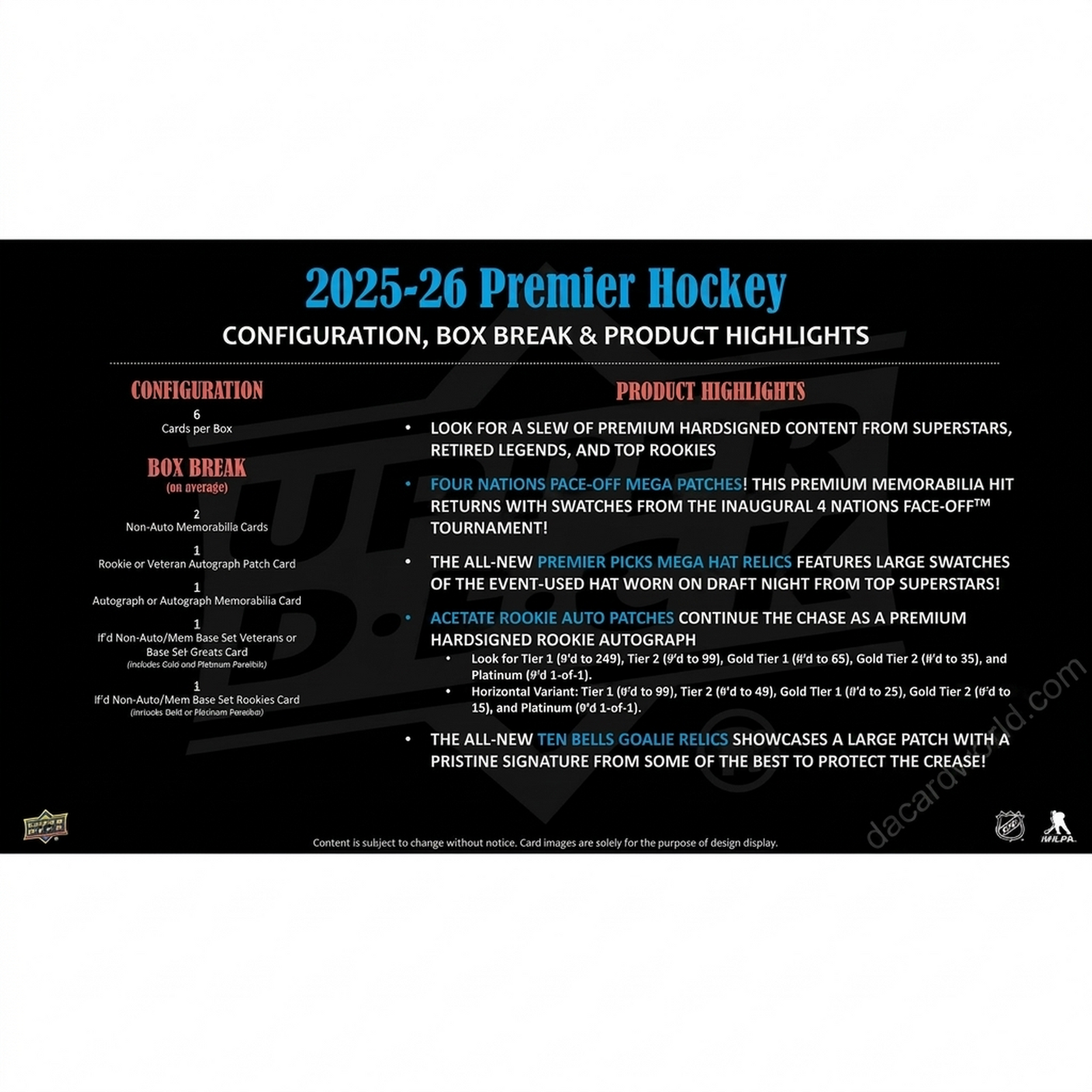 2025-26 Upper Deck Premier Hockey Hobby Box | Presell (Ships Sealed Only)
