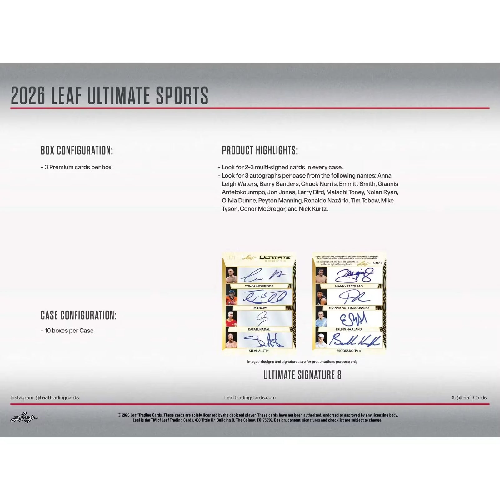 2026 Leaf Ultimate Sports Hobby 10-Box Case | Presell (Ships Sealed Only)