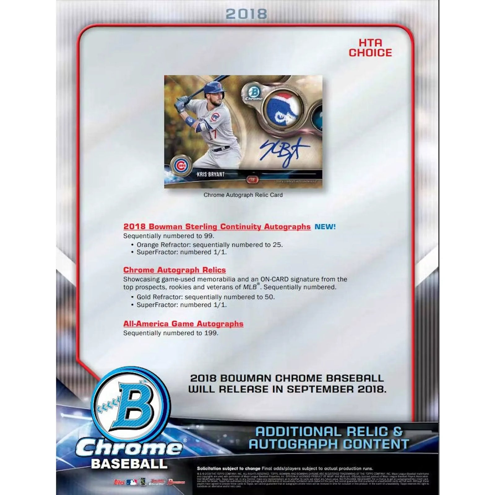 2018 Bowman Chrome Baseball HTA Choice Box (Ships Sealed Only)