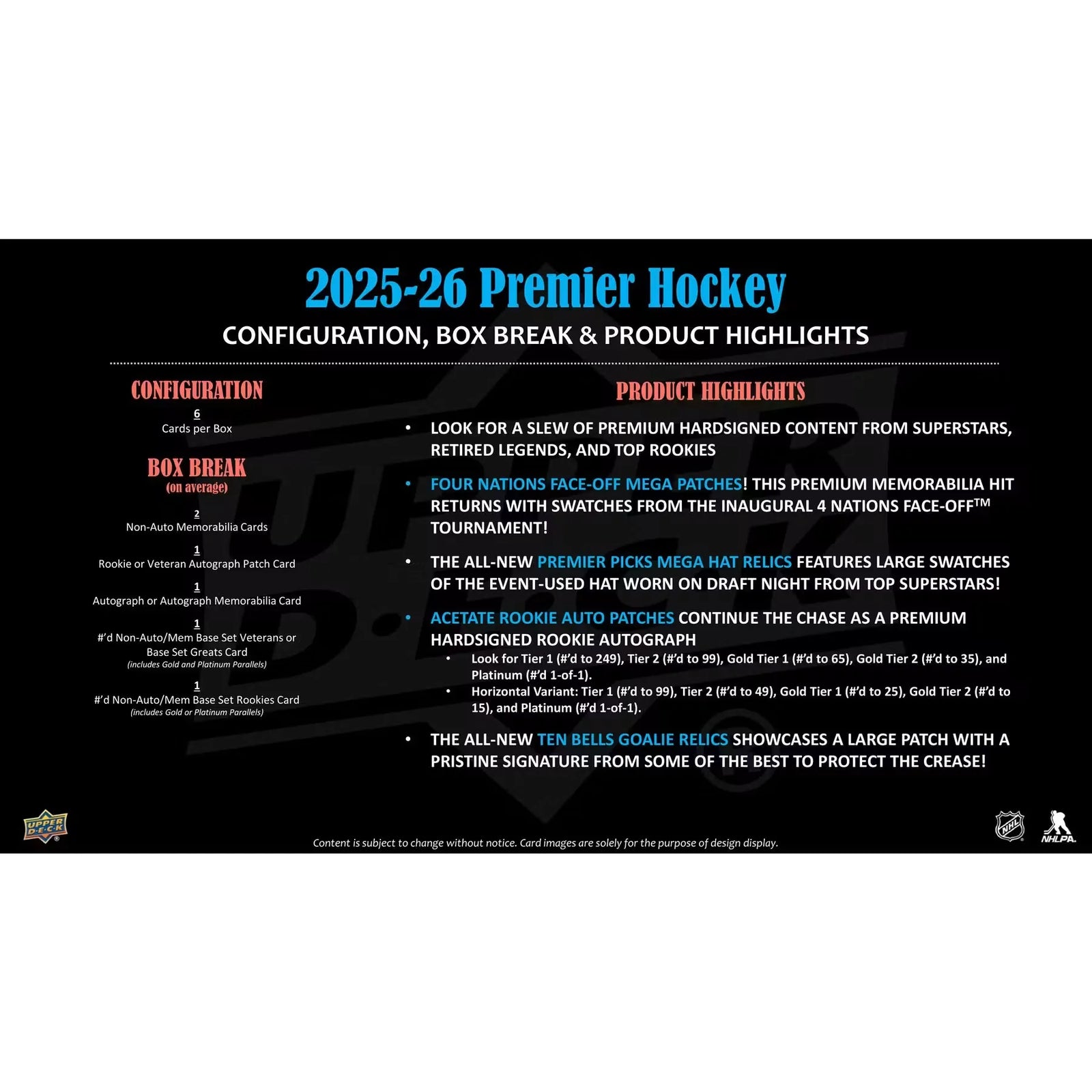 2025-26 Upper Deck Premier Hockey Hobby 10-Box Case | Presell (Ships Sealed Only)