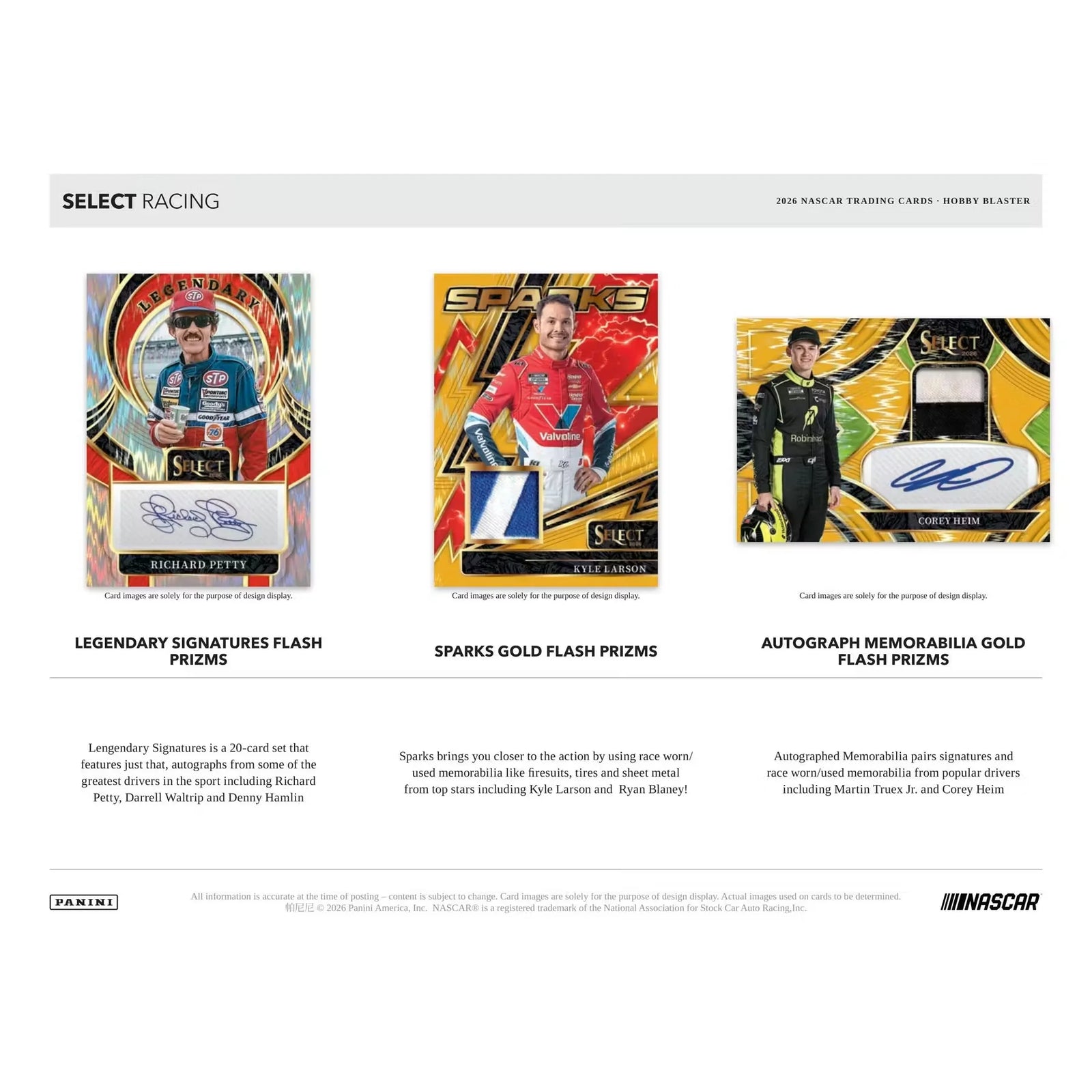 2026 Panini Select NASCAR Racing Blaster Case | 20-Box Hobby (Ships Sealed Only)