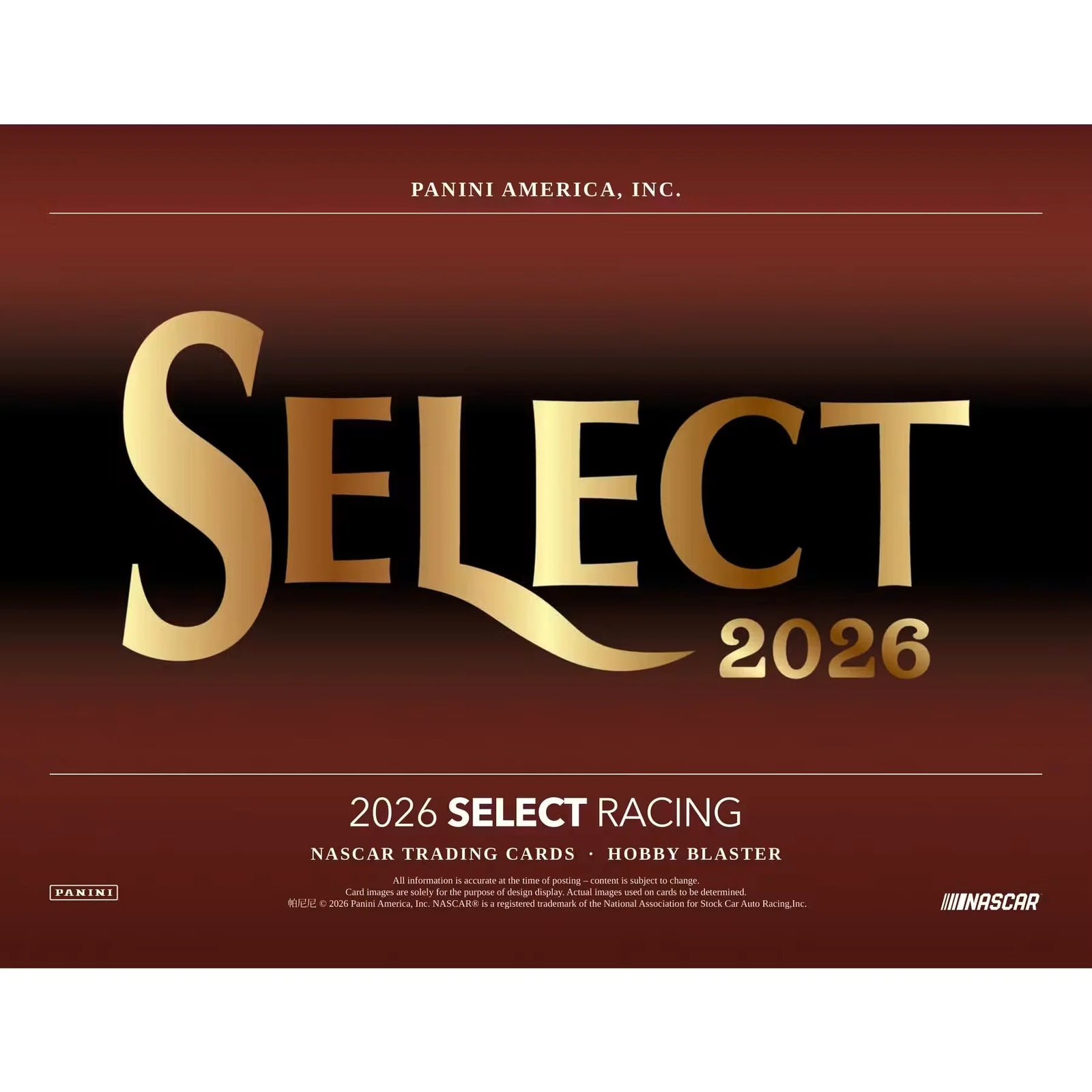 2026 Panini Select NASCAR Racing Blaster Hobby Box (Ships Sealed Only)