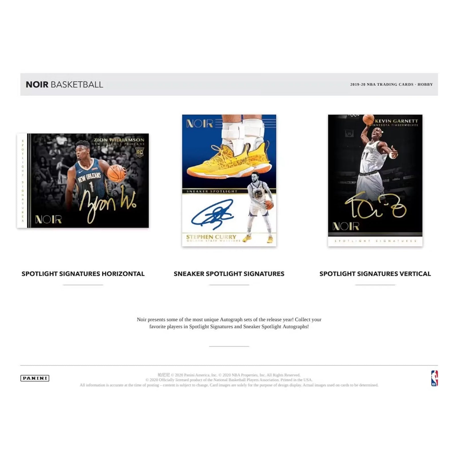 2019-20 Panini Noir Basketball Hobby 4-Box Case (Ships Sealed Only) - D