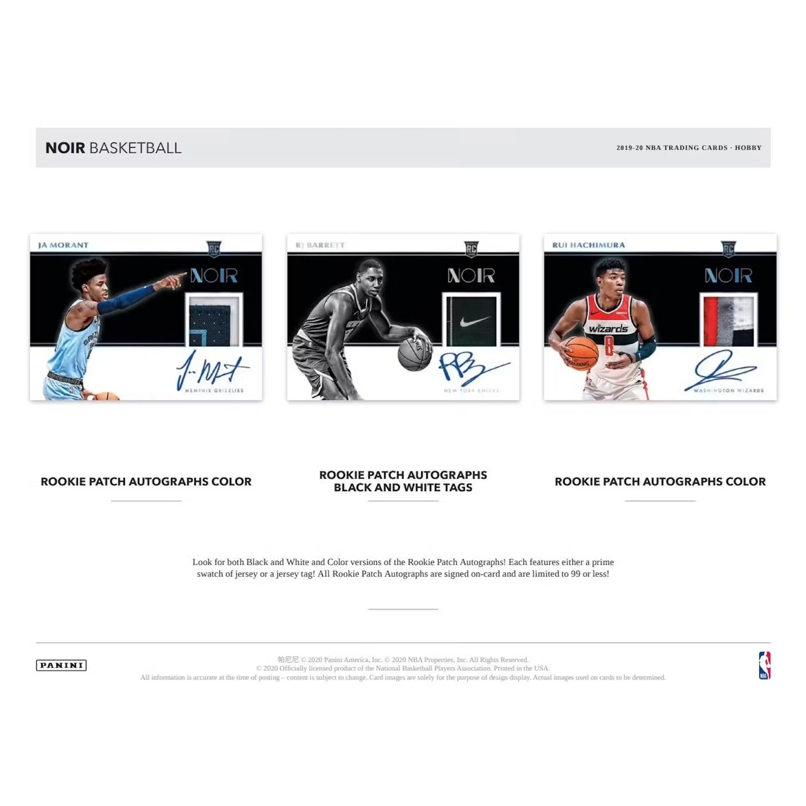 2019-20 Panini Noir Basketball Hobby 4-Box Case (Ships Sealed Only) - D
