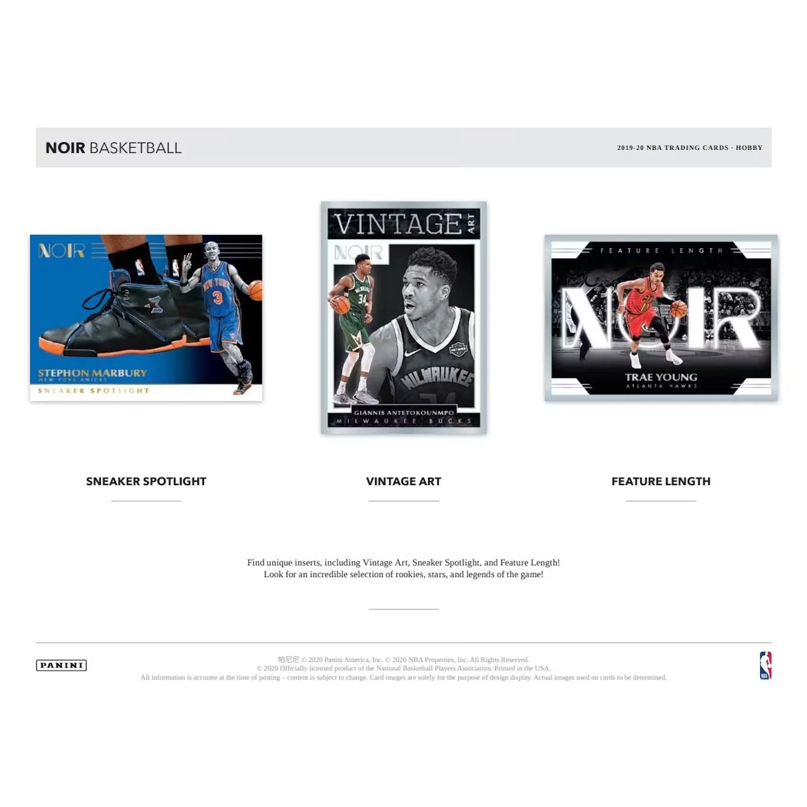 2019-20 Panini Noir Basketball Hobby 4-Box Case (Ships Sealed Only) - D