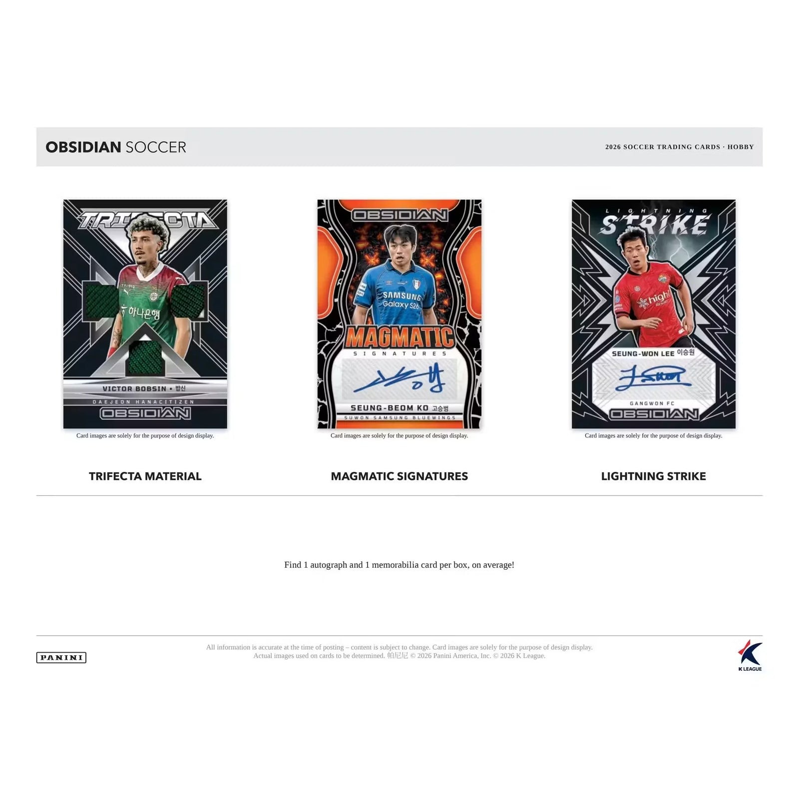 2026 Panini Obsidian K League Soccer Hobby 12-Box Case | Presell (Ships Sealed Only)