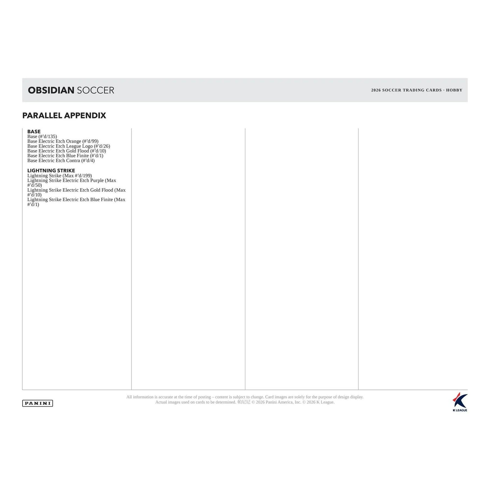 2026 Panini Obsidian K League Soccer Hobby 12-Box Case | Presell (Ships Sealed Only)