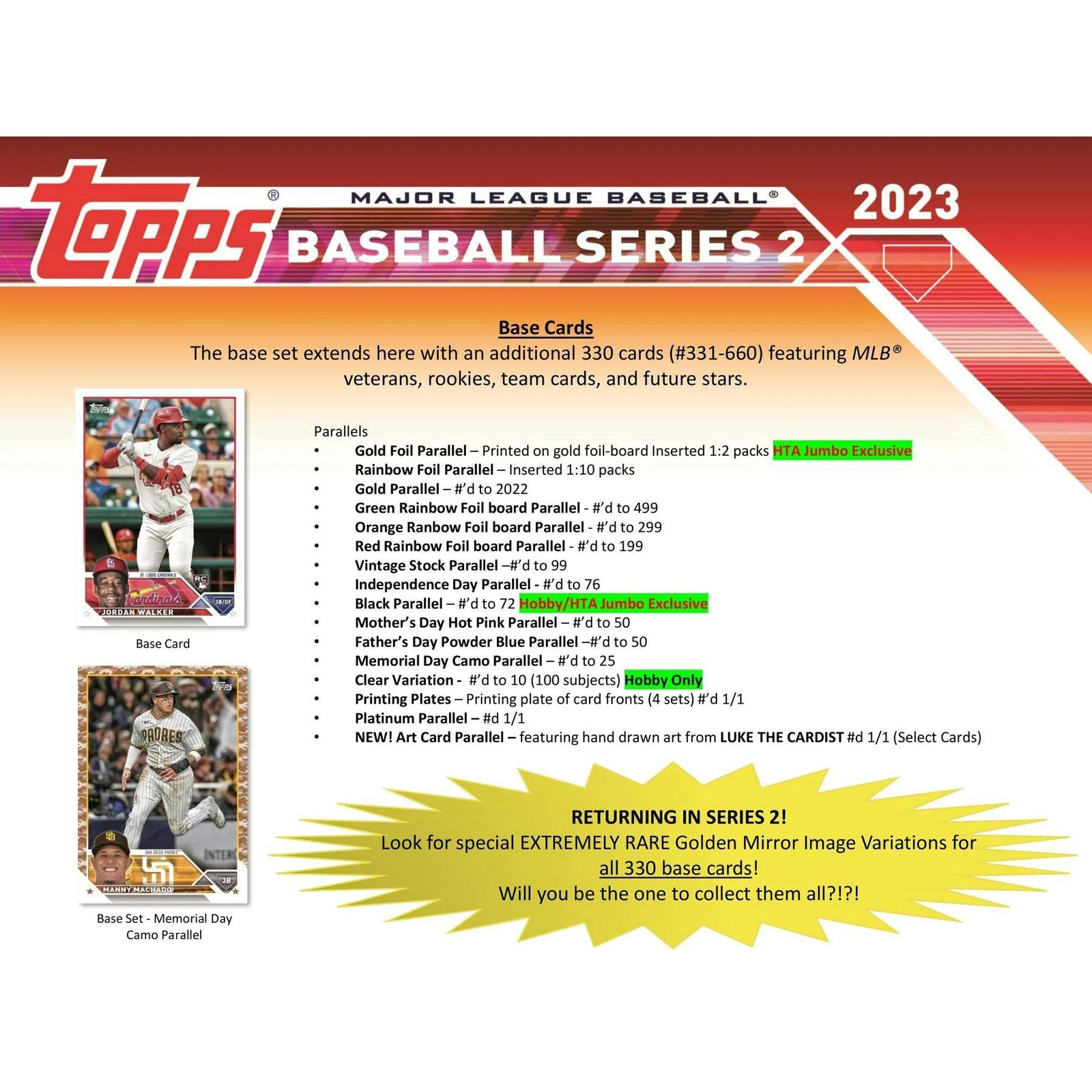 2023 Topps Series 2 Baseball Hobby Jumbo Box (Ships Sealed Only) - D