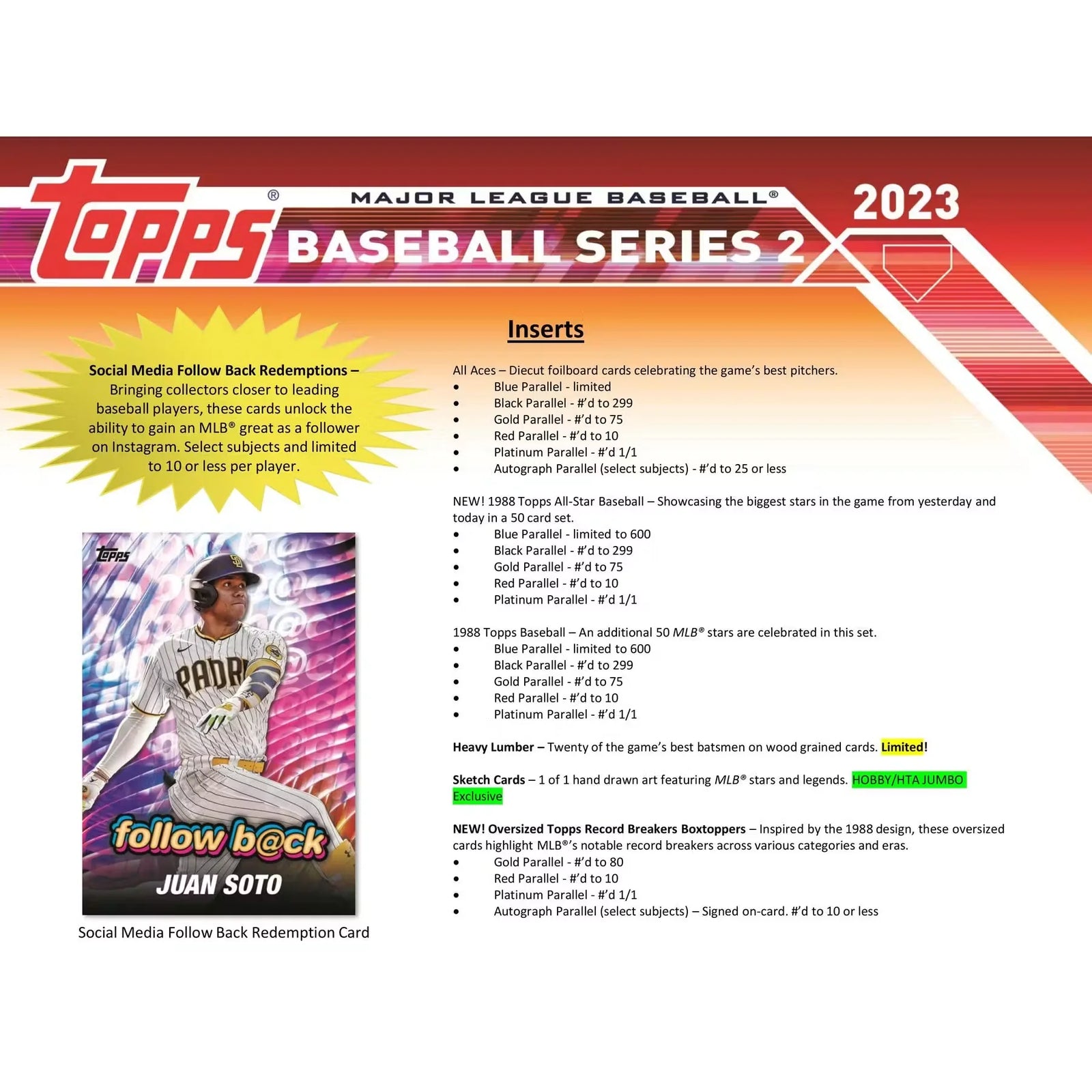 2023 Topps Series 2 Baseball Hobby Jumbo Box (Ships Sealed Only) - D