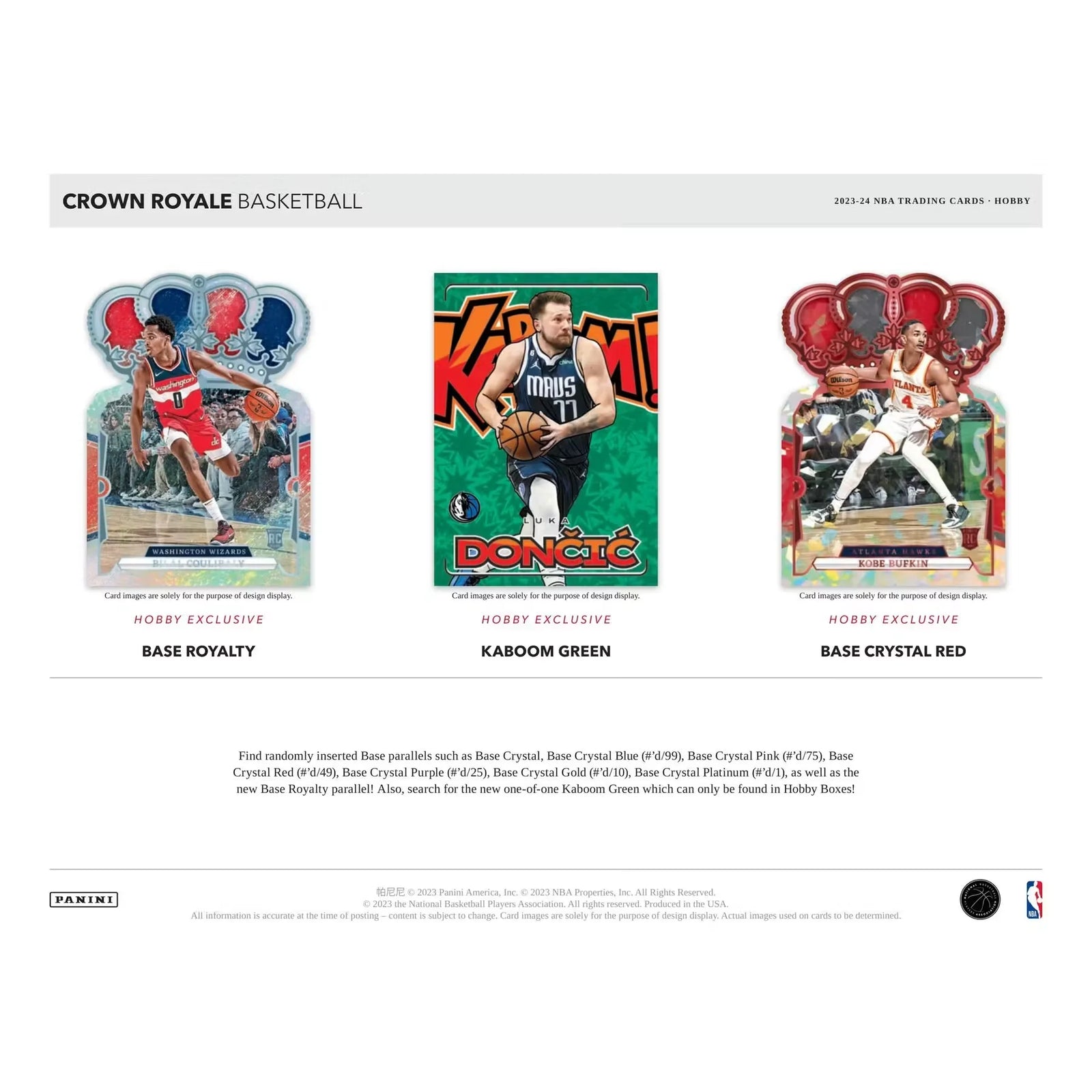 2023-24 Panini Crown Royale Basketball Hobby Box (Ships Sealed Only)