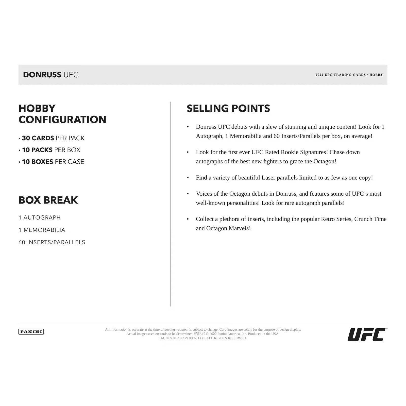 2022 Panini Donruss UFC Hobby Box | Slightly Damaged (Ships Sealed Only)