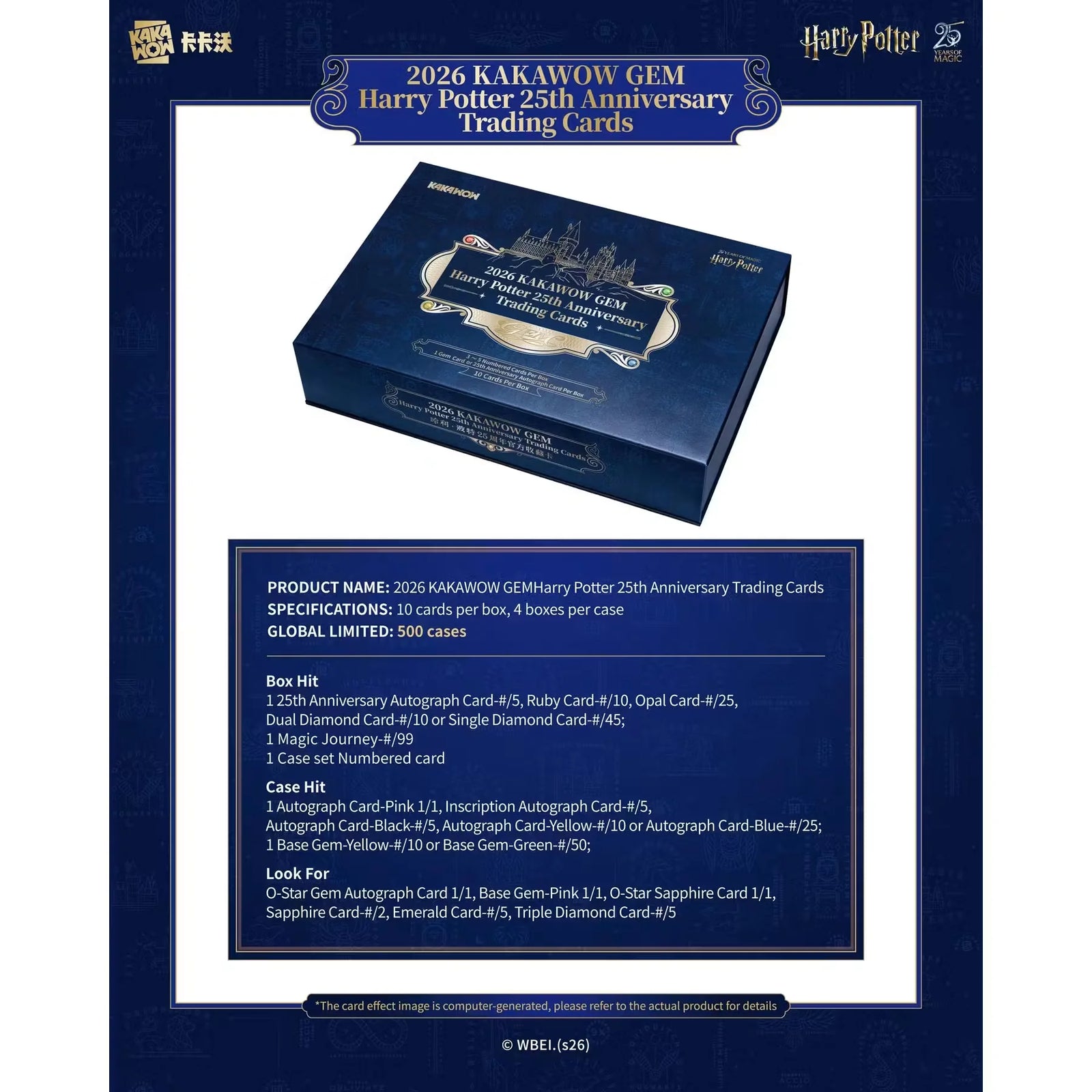 2026 Kakawow Gem Harry Potter 25th Anniversary Hobby 4-Box Case | Cast Autographs