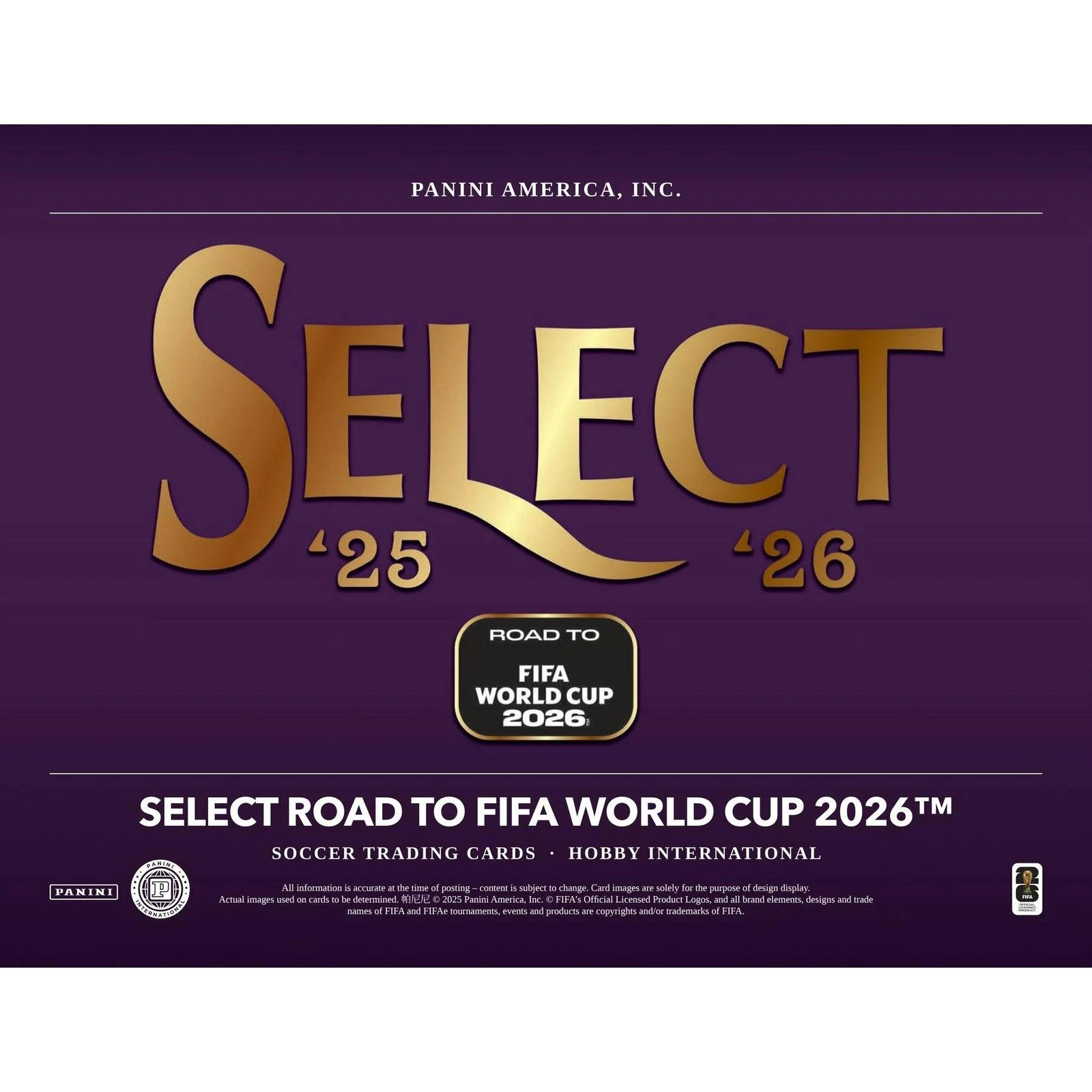 2025-26 Panini Select Road to FIFA World Cup Soccer | Hobby International 12-Box Case (Ships Sealed Only)