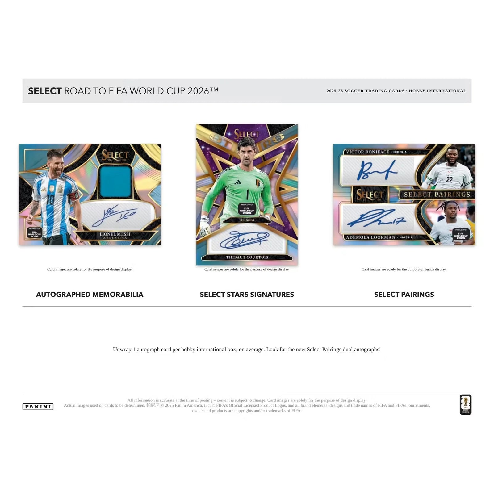 2025-26 Panini Select Road to FIFA World Cup Soccer | Hobby International 12-Box Case (Ships Sealed Only)