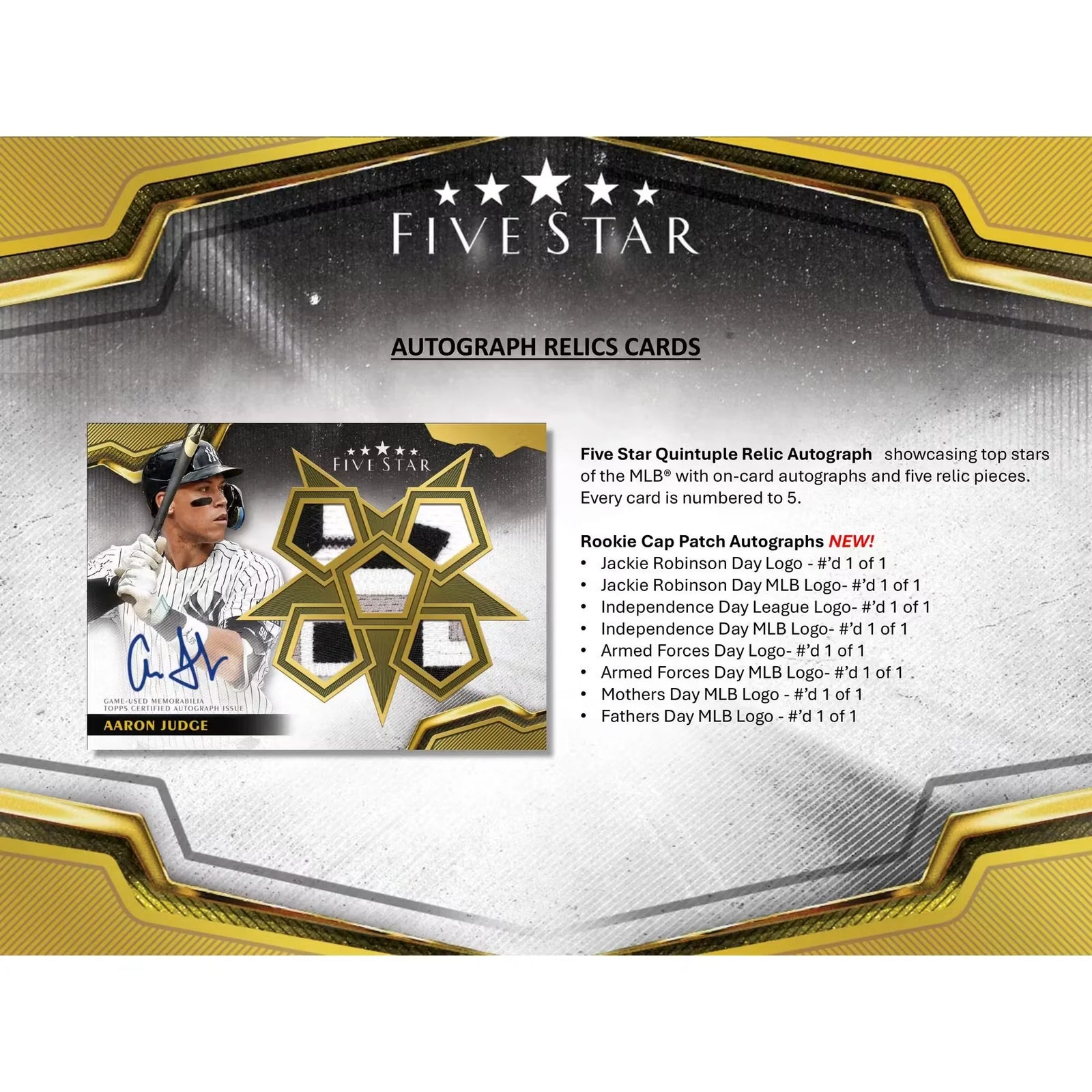 2024 Topps Five Star Baseball Hobby Box | Two On-Card Autographs (Ships Sealed Only)