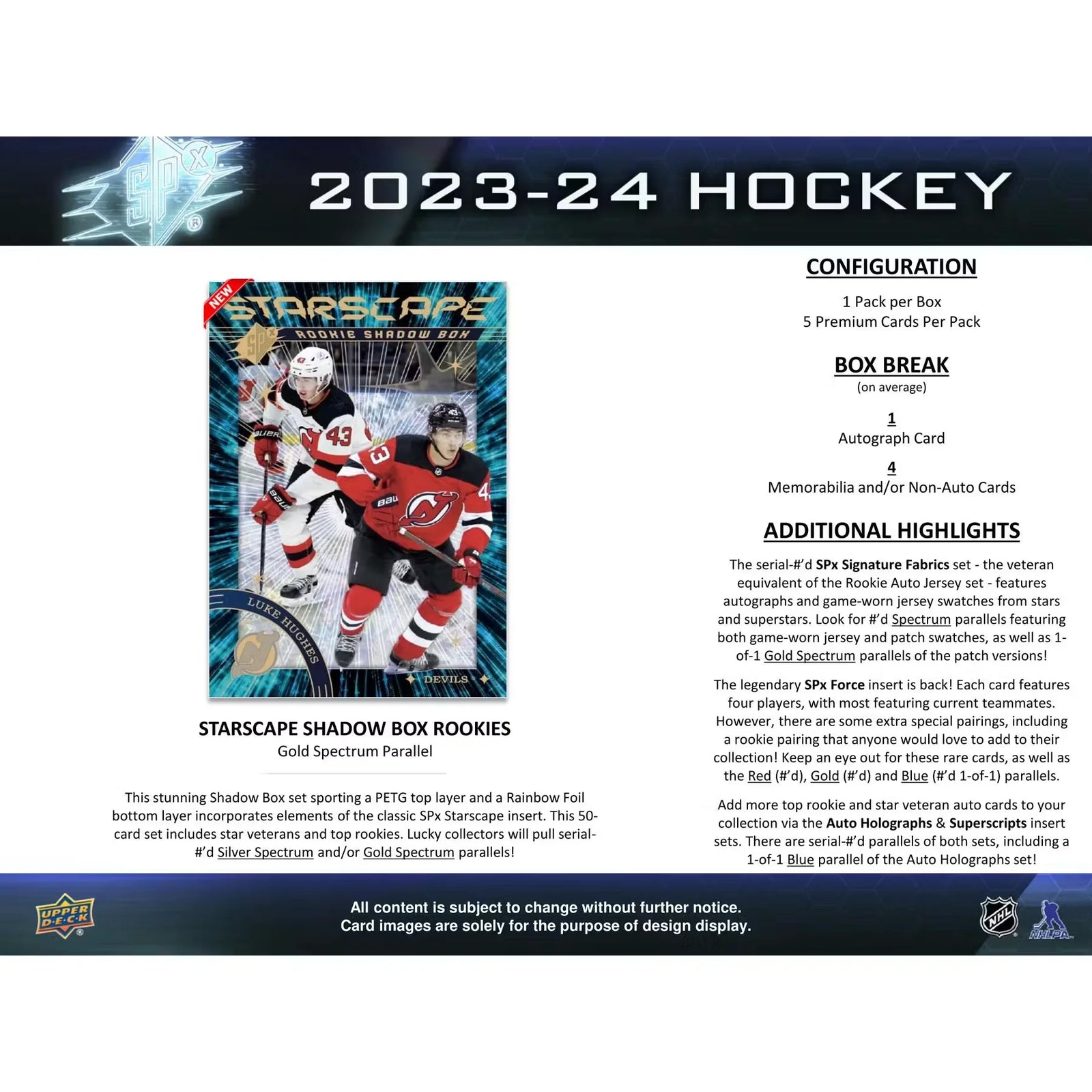 2023-24 Upper Deck SPx Hockey Hobby Box | 1 Auto Per Box (Ships Sealed Only)