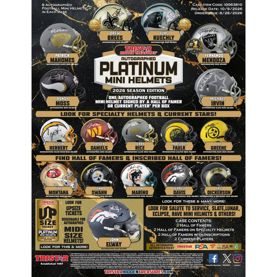 2026 TriStar Hidden Treasures Autographed Platinum Edition Mini-Helmet Football Box