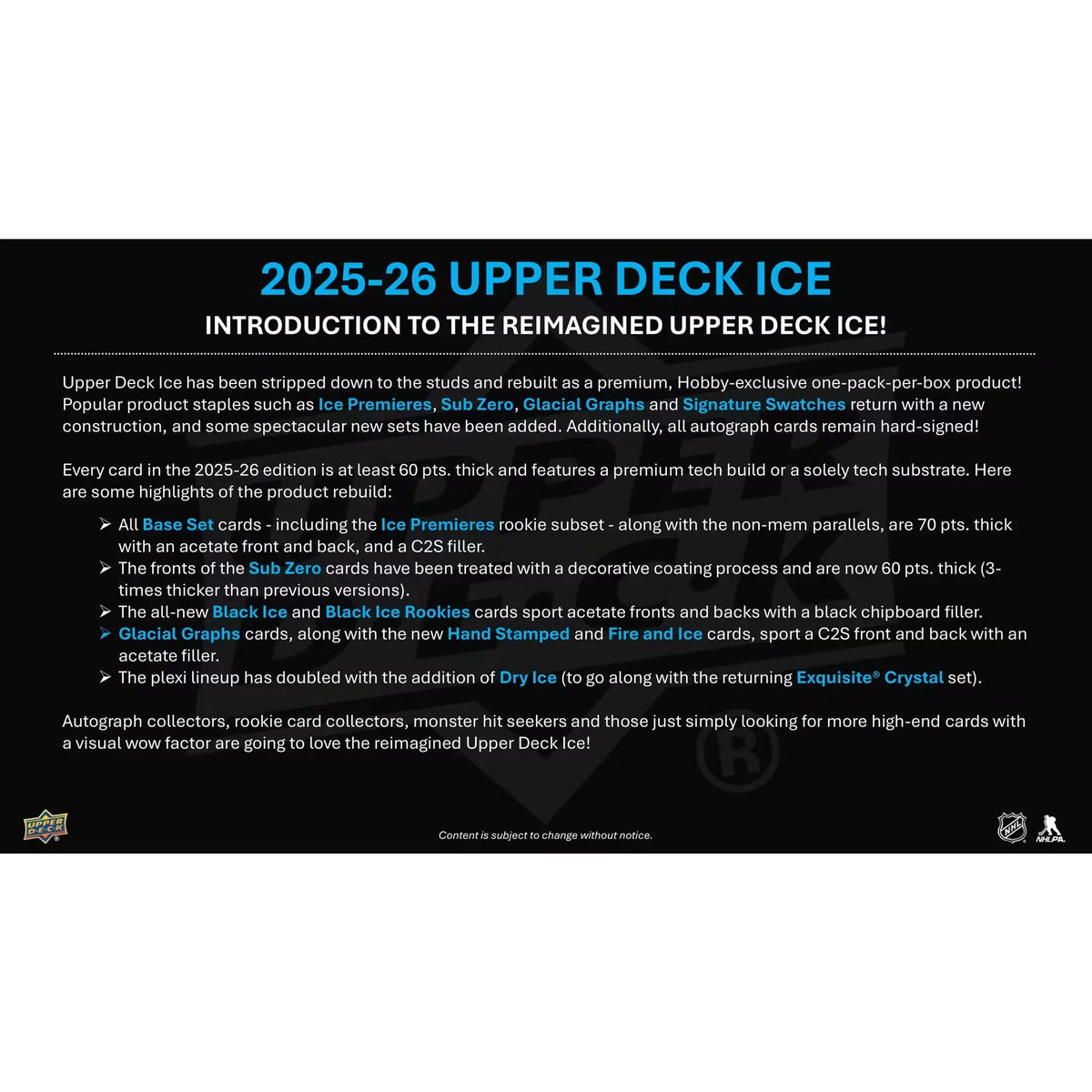 2025-26 Upper Deck Ice Hockey Hobby 16-Box Case | Presell (Ships Sealed Only)